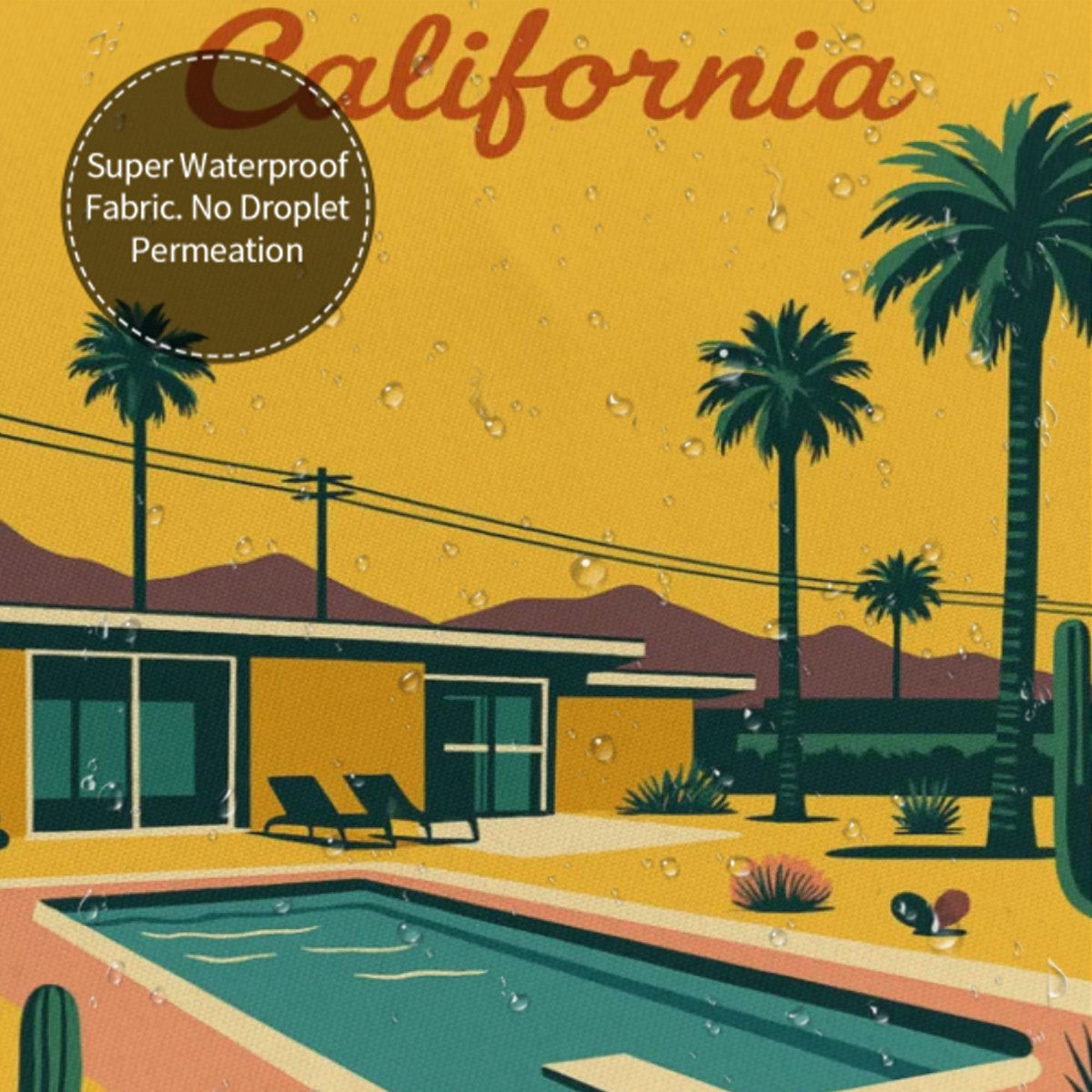 Palm Springs Poolside Retro Shower Curtain