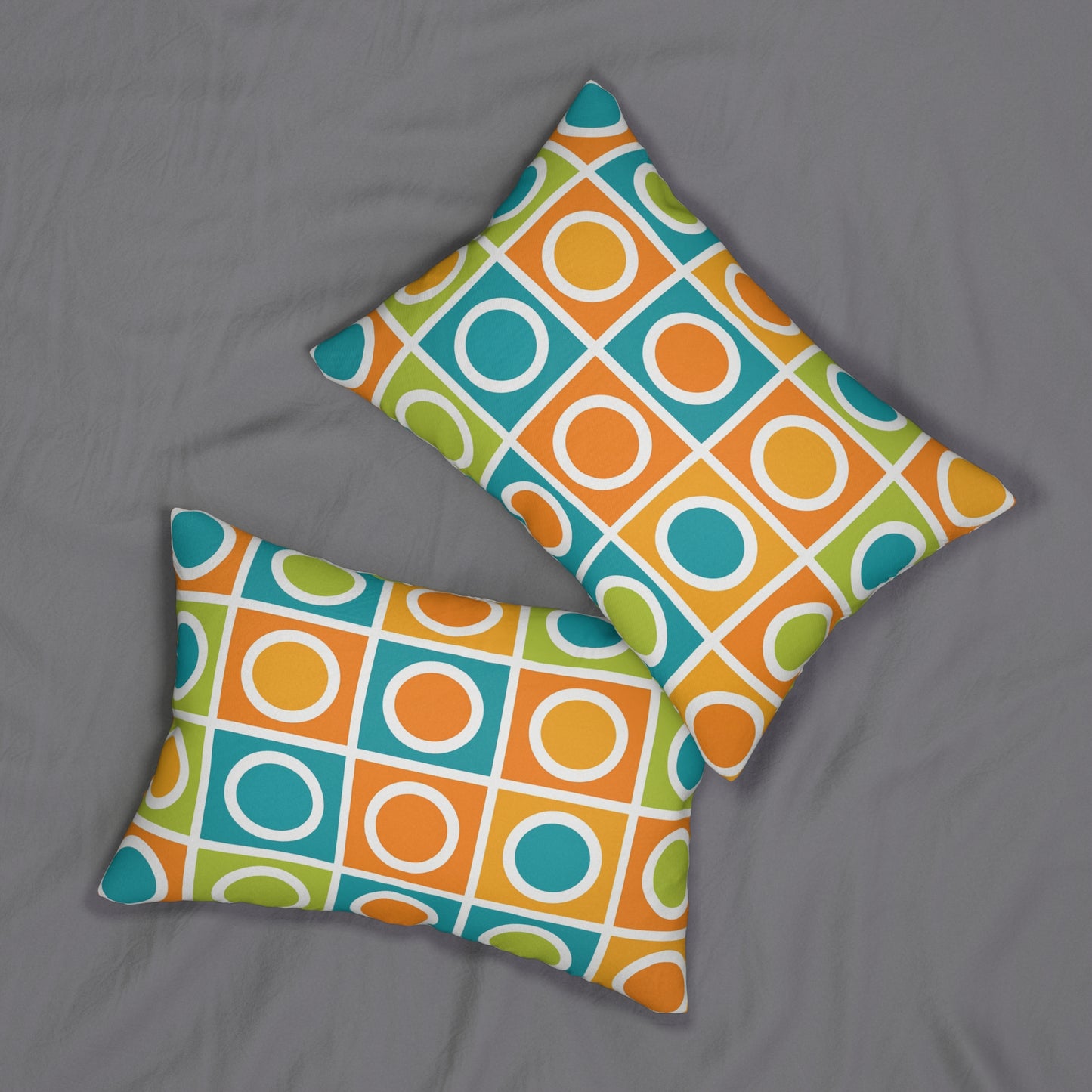 Retro Pop Circles Lumbar Pillow – 20×14 | Mid-Century Modern Style
