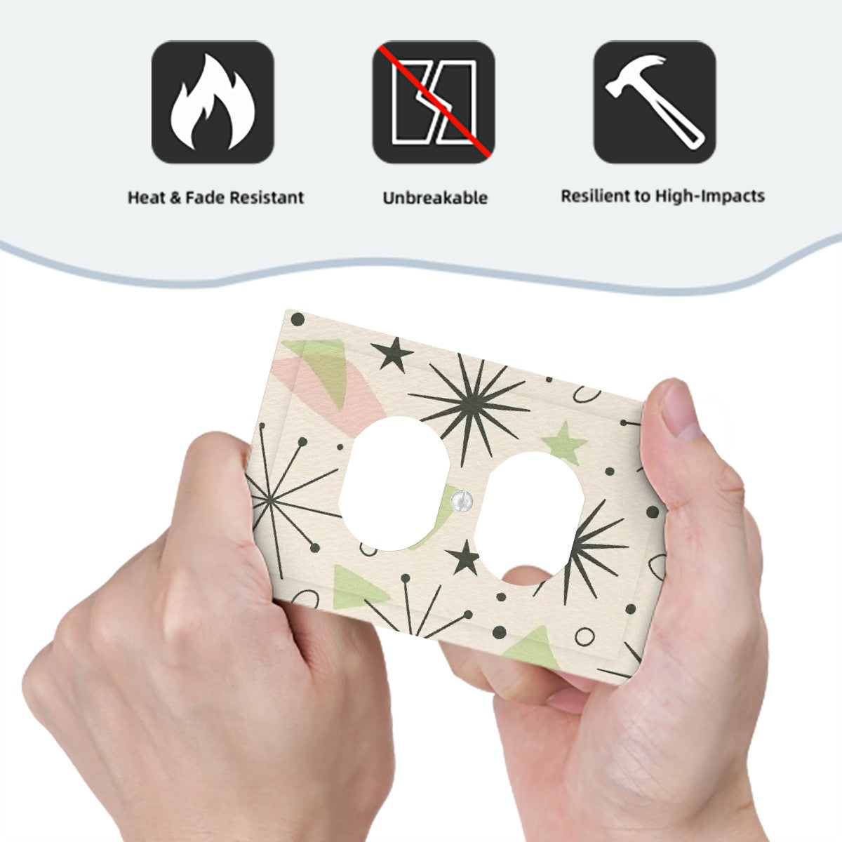 Atomic Starburst Switch Cover – 1-Gang Duplex Plate in Pastel Retro