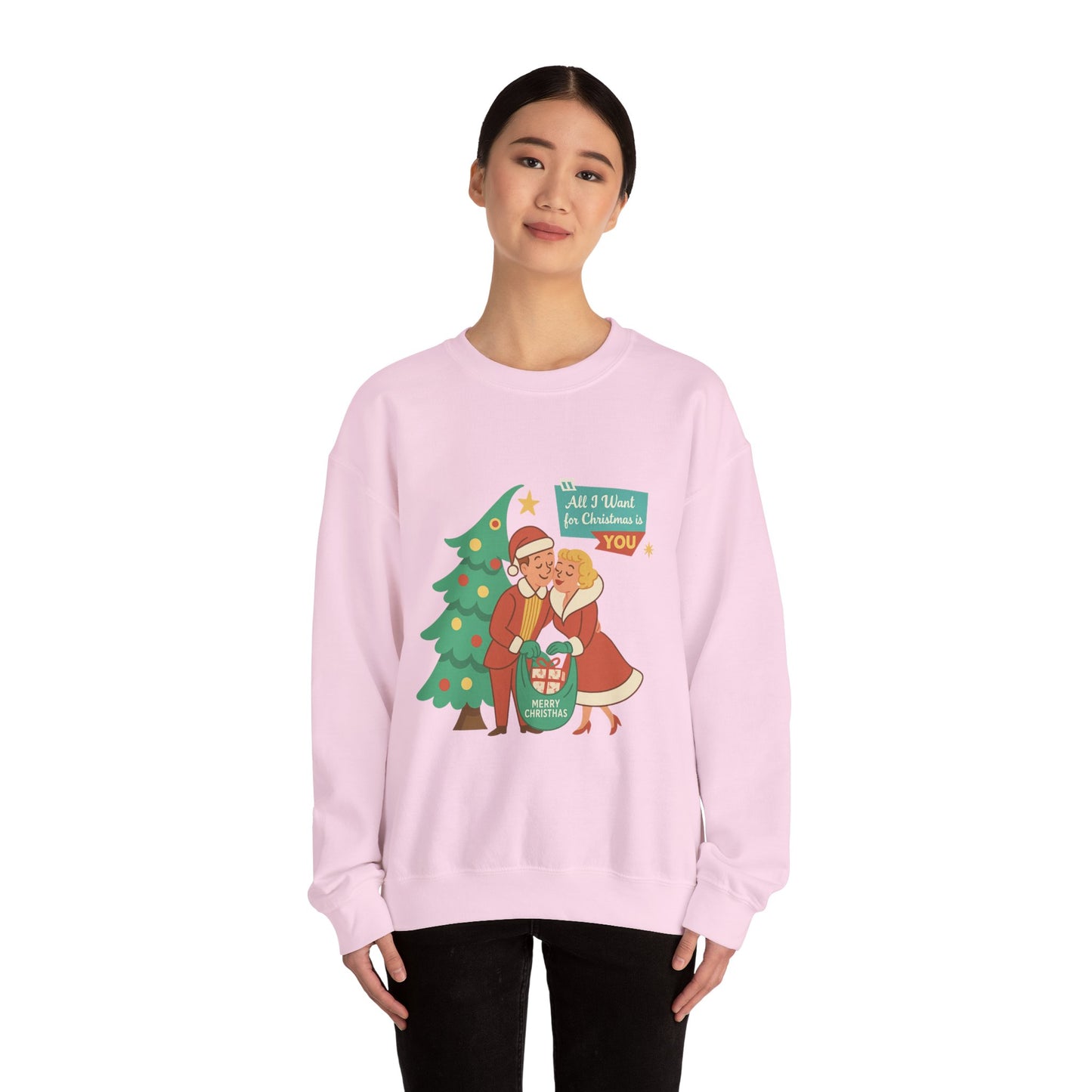 All I Want for Christmas Is You” Retro Sweatshirt – Mid Century Holiday Charm