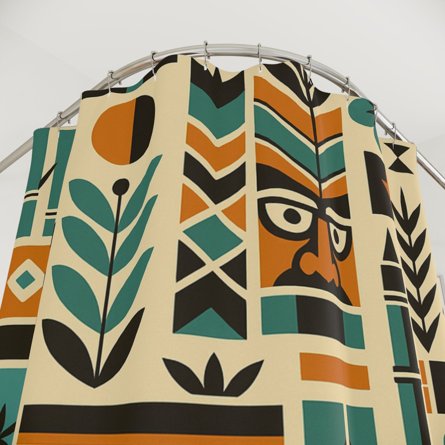 Atomic Tiki Totem Shower Curtain – Mid Century Jungle Vibes