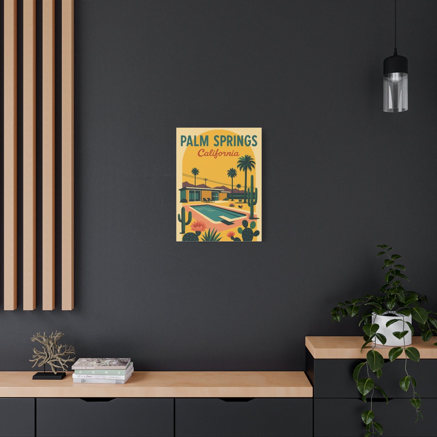Palm Springs Glow – Retro Poolside Canvas