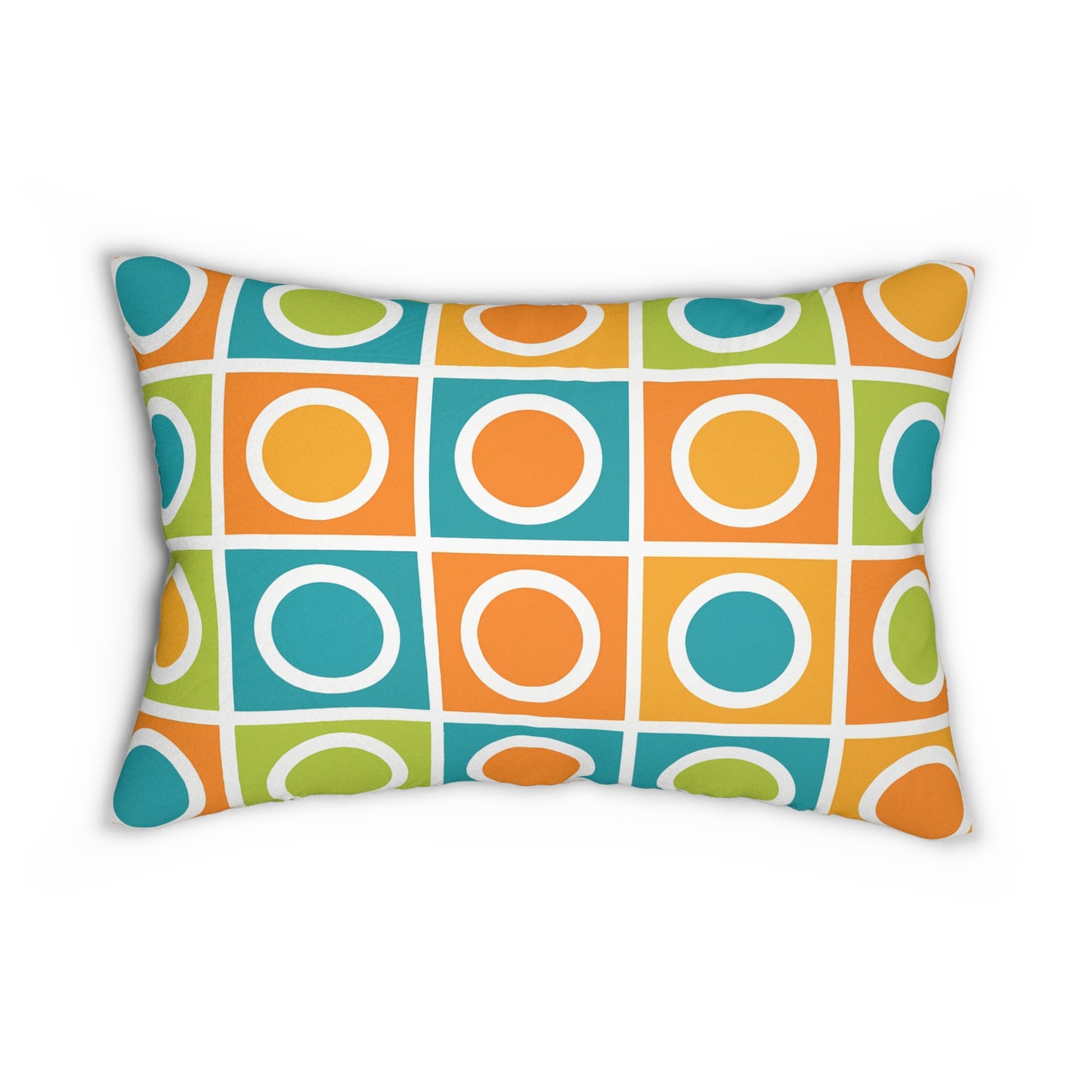 Retro Pop Circles Lumbar Pillow – 20×14 | Mid-Century Modern Style