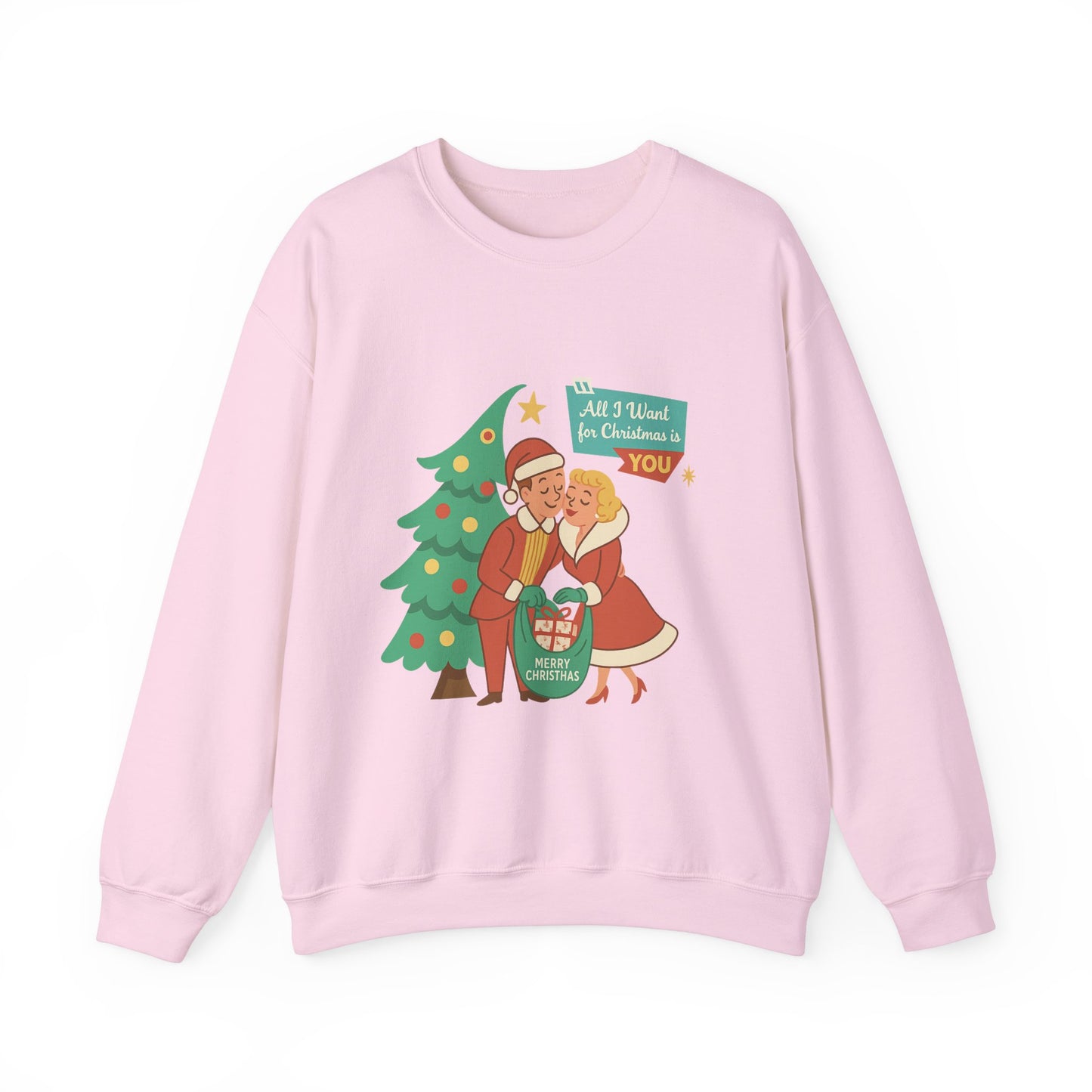 All I Want for Christmas Is You” Retro Sweatshirt – Mid Century Holiday Charm