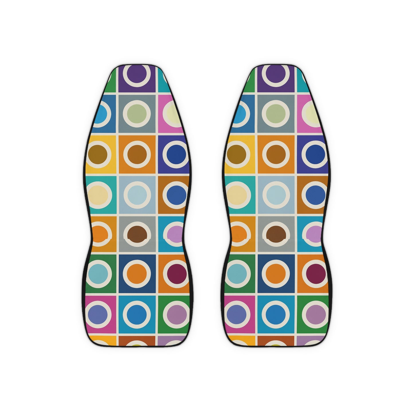 Retro Pop Circles Car Seat Covers – Set of 2 | MCM-Inspired Auto Style