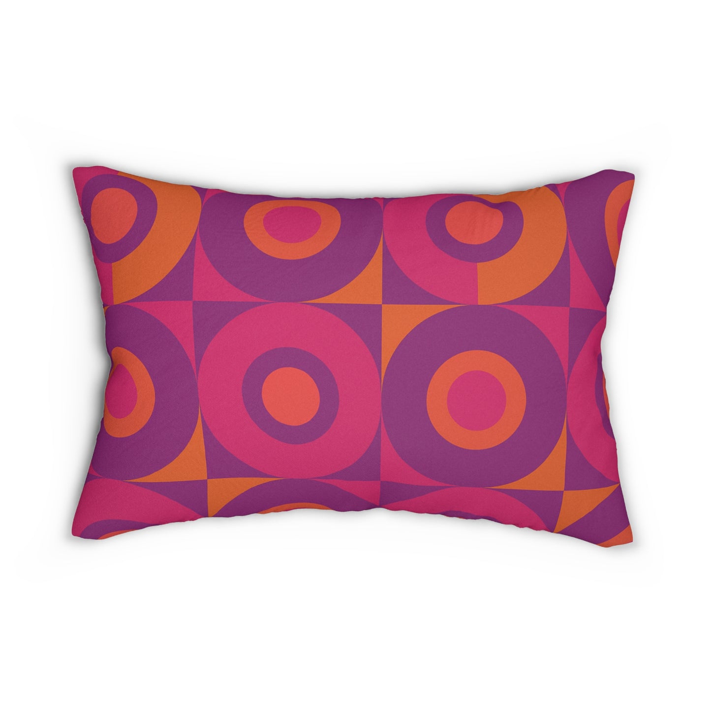 Retro Bullseye Lumbar Pillow – Magenta & Orange MCM Print (20×14)