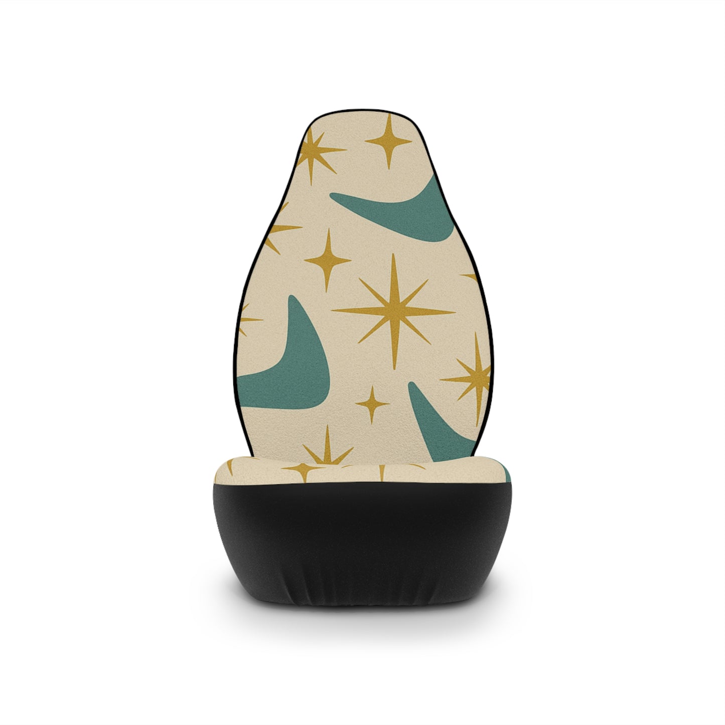 Retro Starburst Car Seat Covers – Set of 2 | Cream & Teal Mid-Century Atomic Print