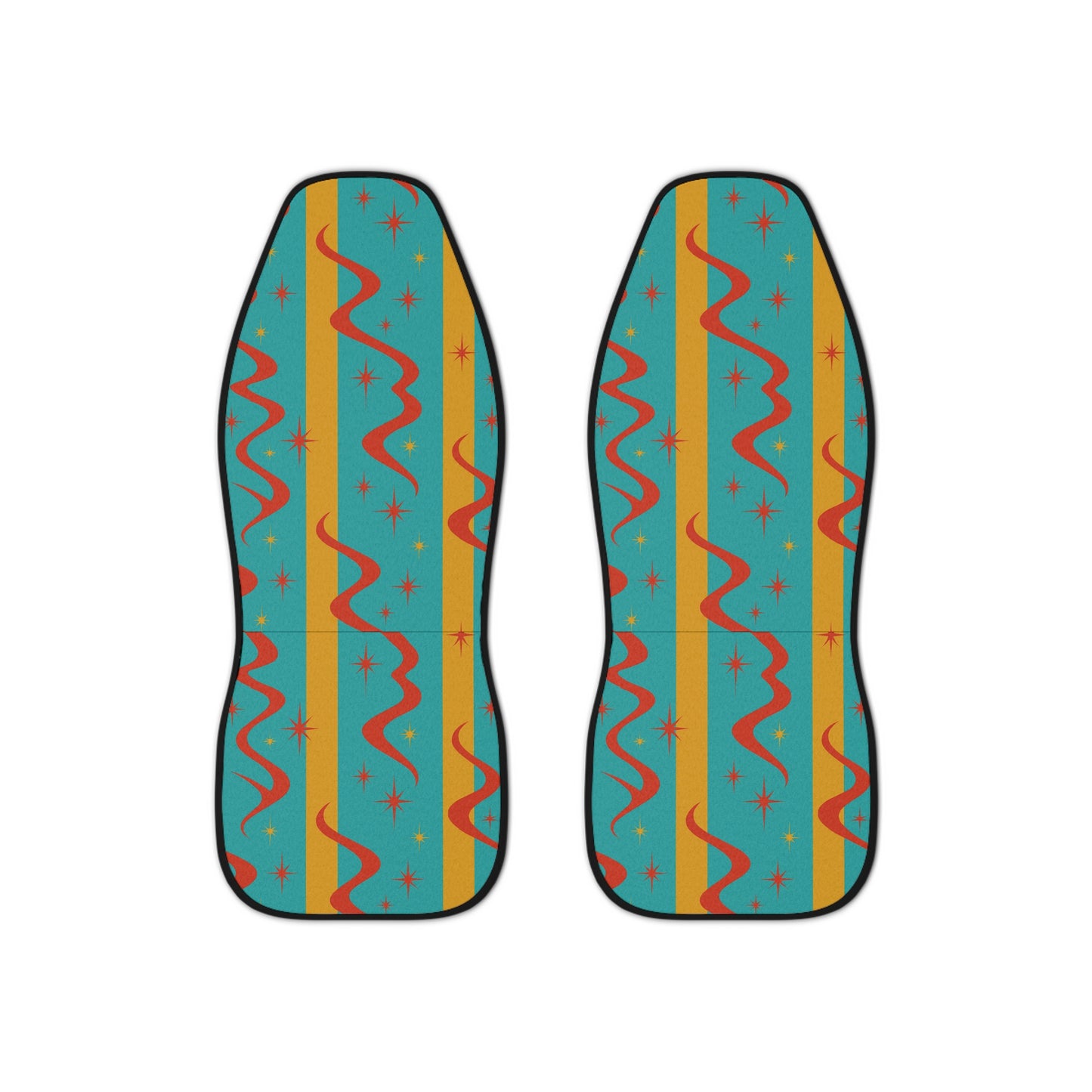 Retro Squiggle Car Seat Covers – Set of 2 | Mid Century Modern Wave Style