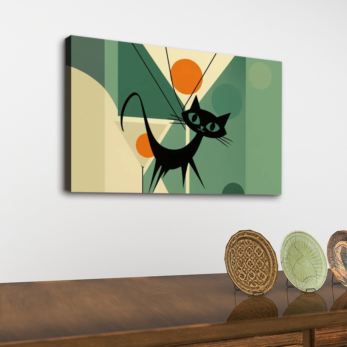 Atomic Sunset Cat Canvas Print – Made in USA