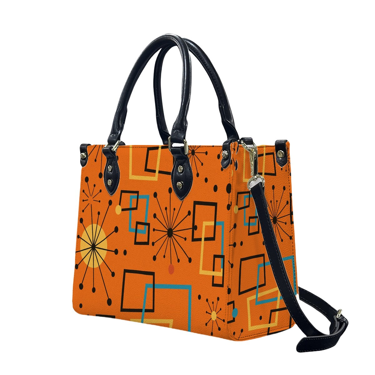 Retro Burst PU Tote – Bold Mid Century Modern Handbag