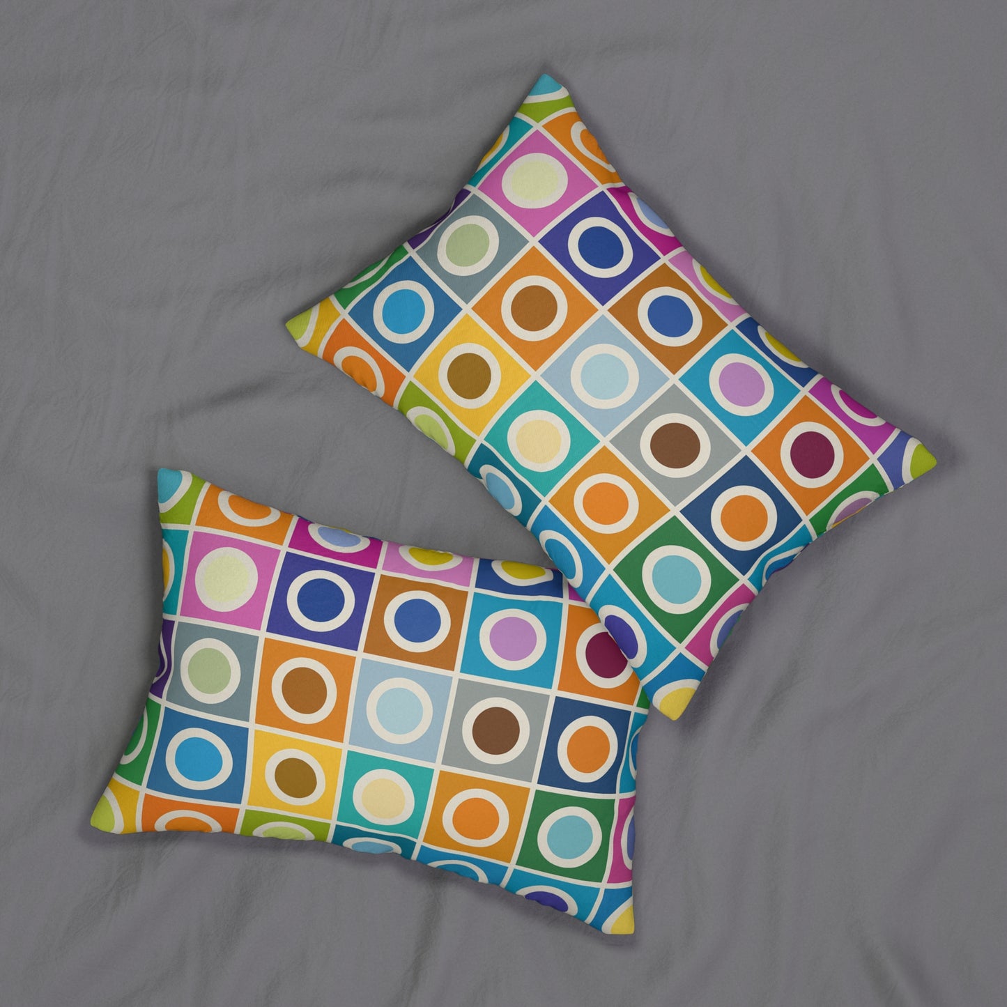 Colorful Geometric Lumbar Pillow - Vibrant Home Decor Cushion