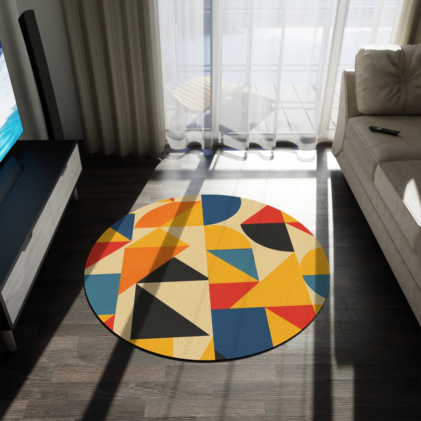 Bauhaus Geometry Round Rug – 60"