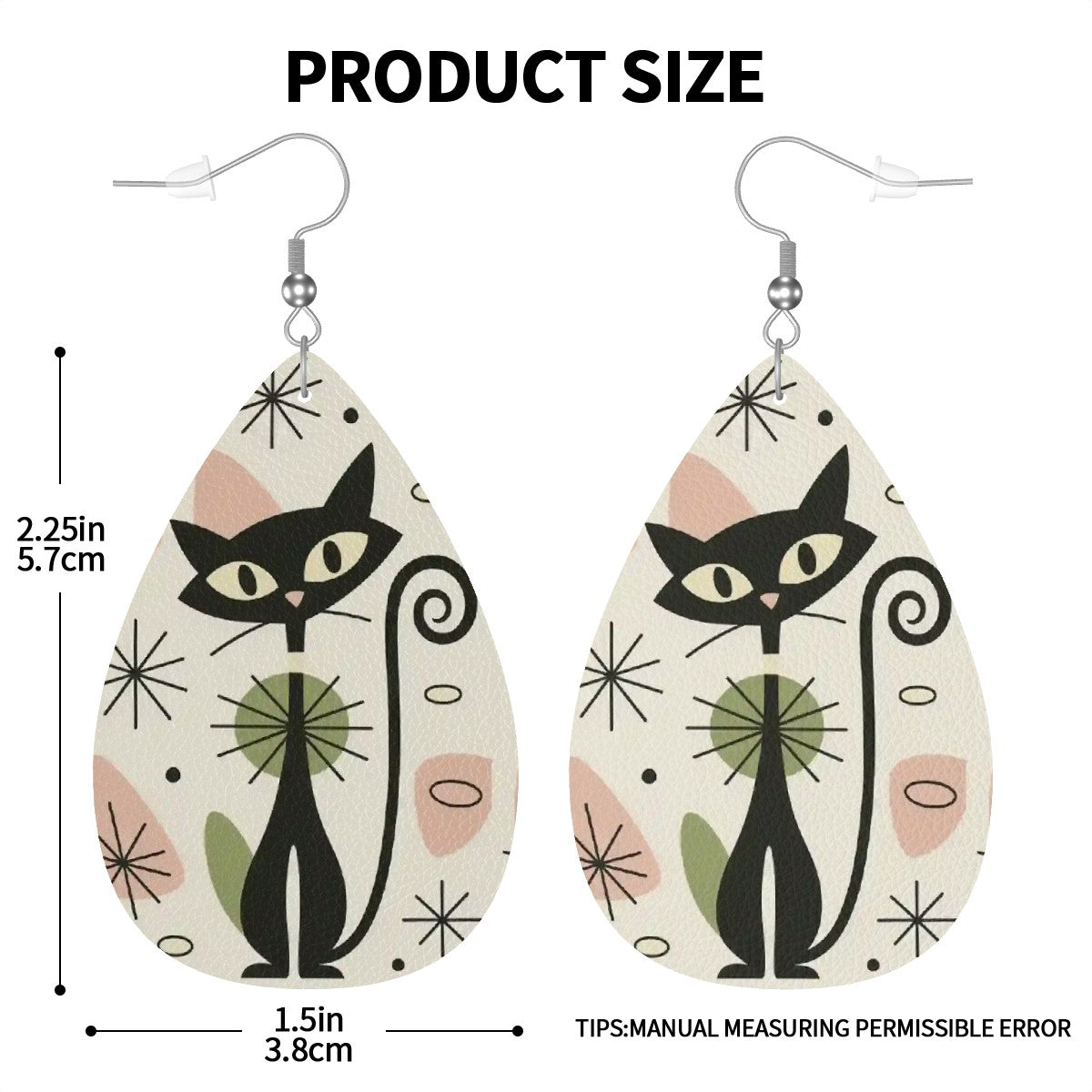 Atomic Cat Leather Teardrop Earrings