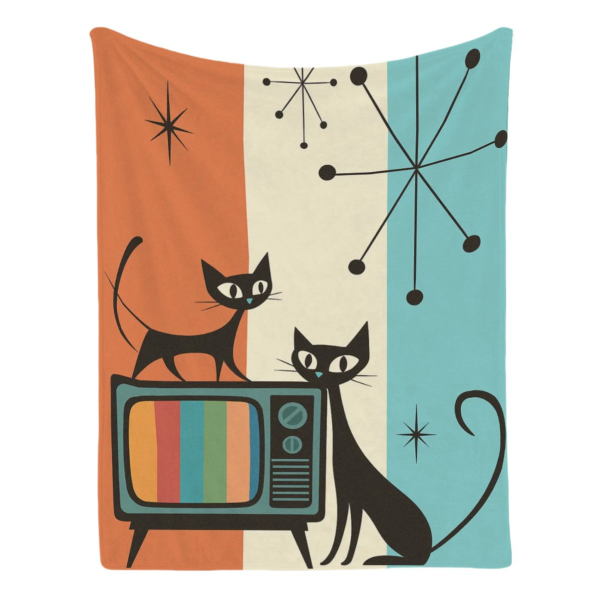 Retro Kitsch Cat Throw Blanket (Made in USA)