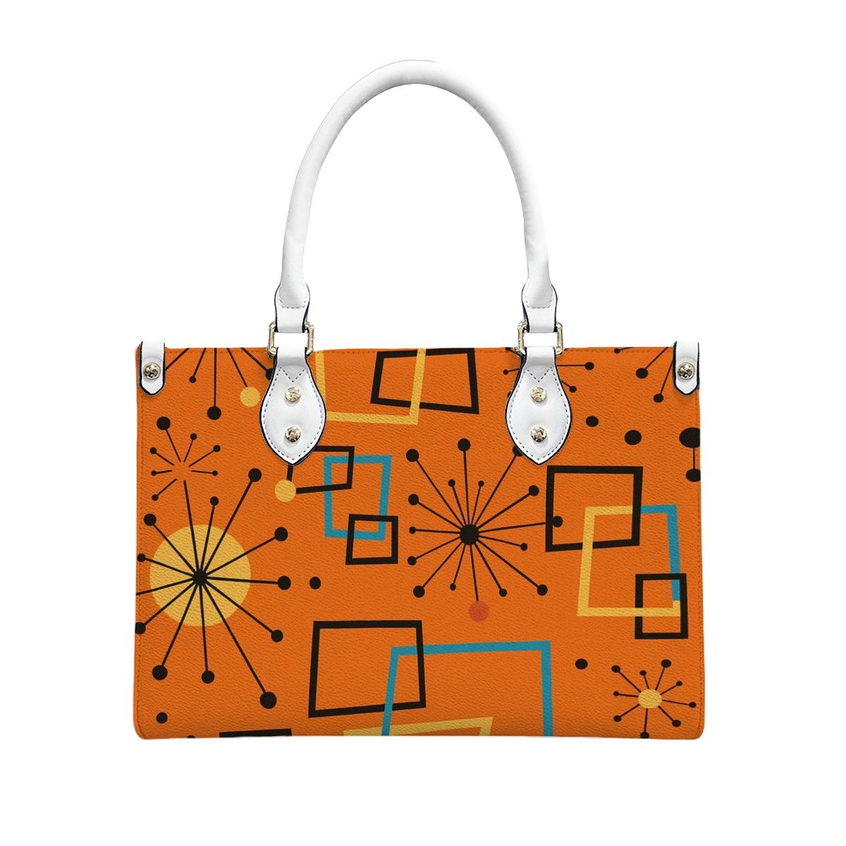 Retro Burst PU Tote – Bold Mid Century Modern Handbag