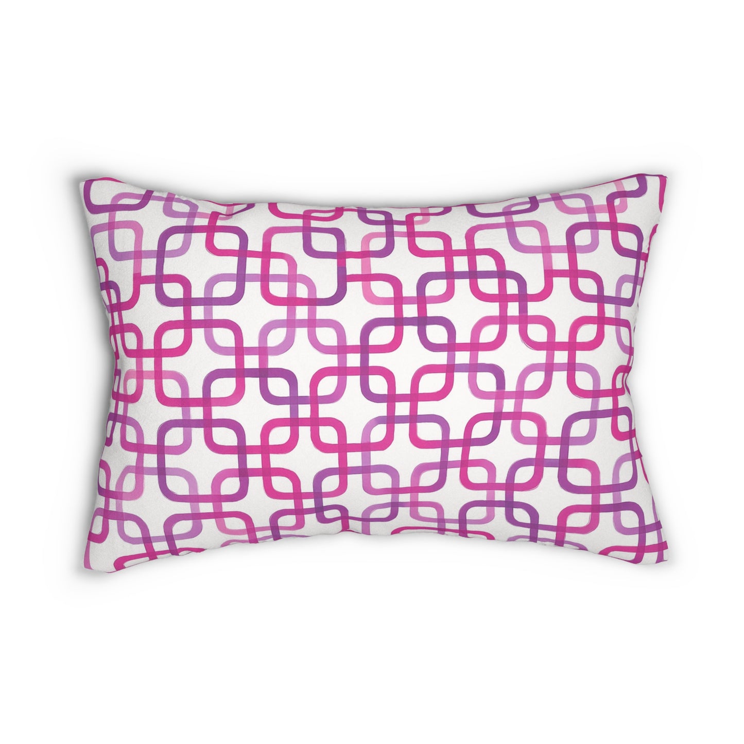 Mid-Century Pink Geometric Lumbar Pillow – 20×14