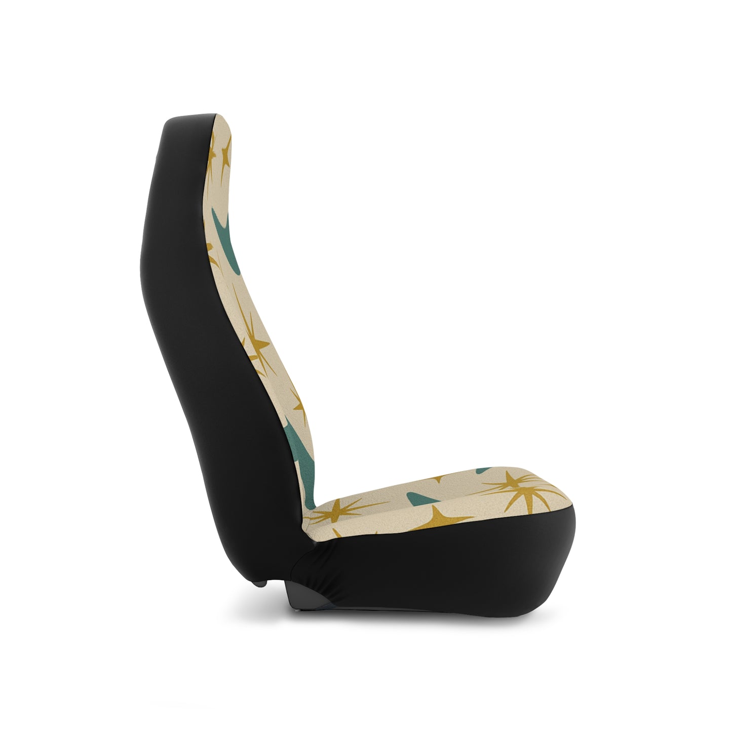 Retro Starburst Car Seat Covers – Set of 2 | Cream & Teal Mid-Century Atomic Print