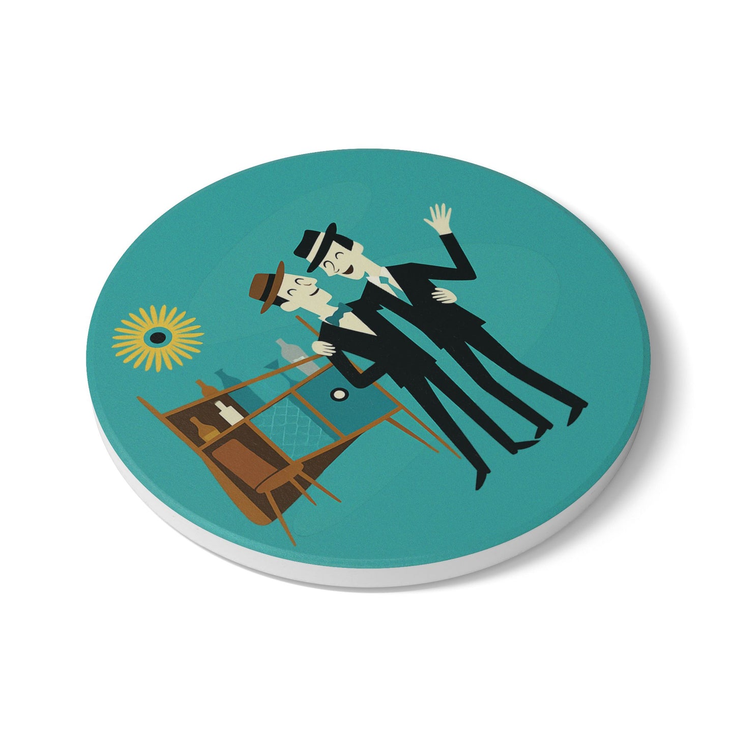 Atomic Gays MCM Ceramic Coaster – Retro Pride Decor with Cork Backing