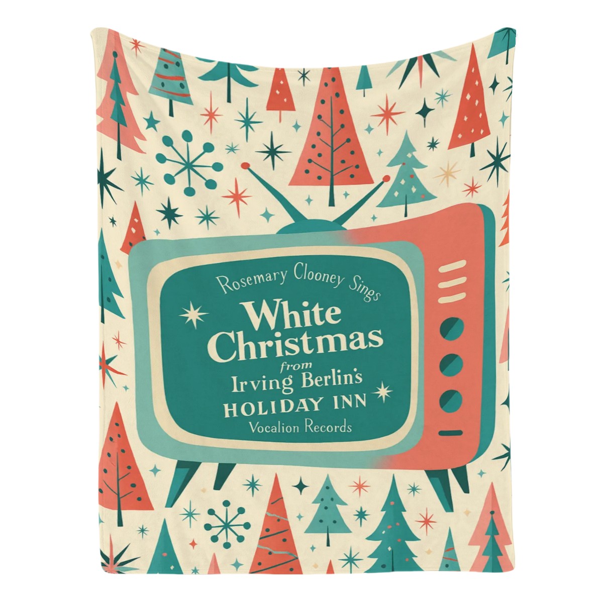 White Christmas Flannel Throw Blanket – Retro TV Holiday Edition