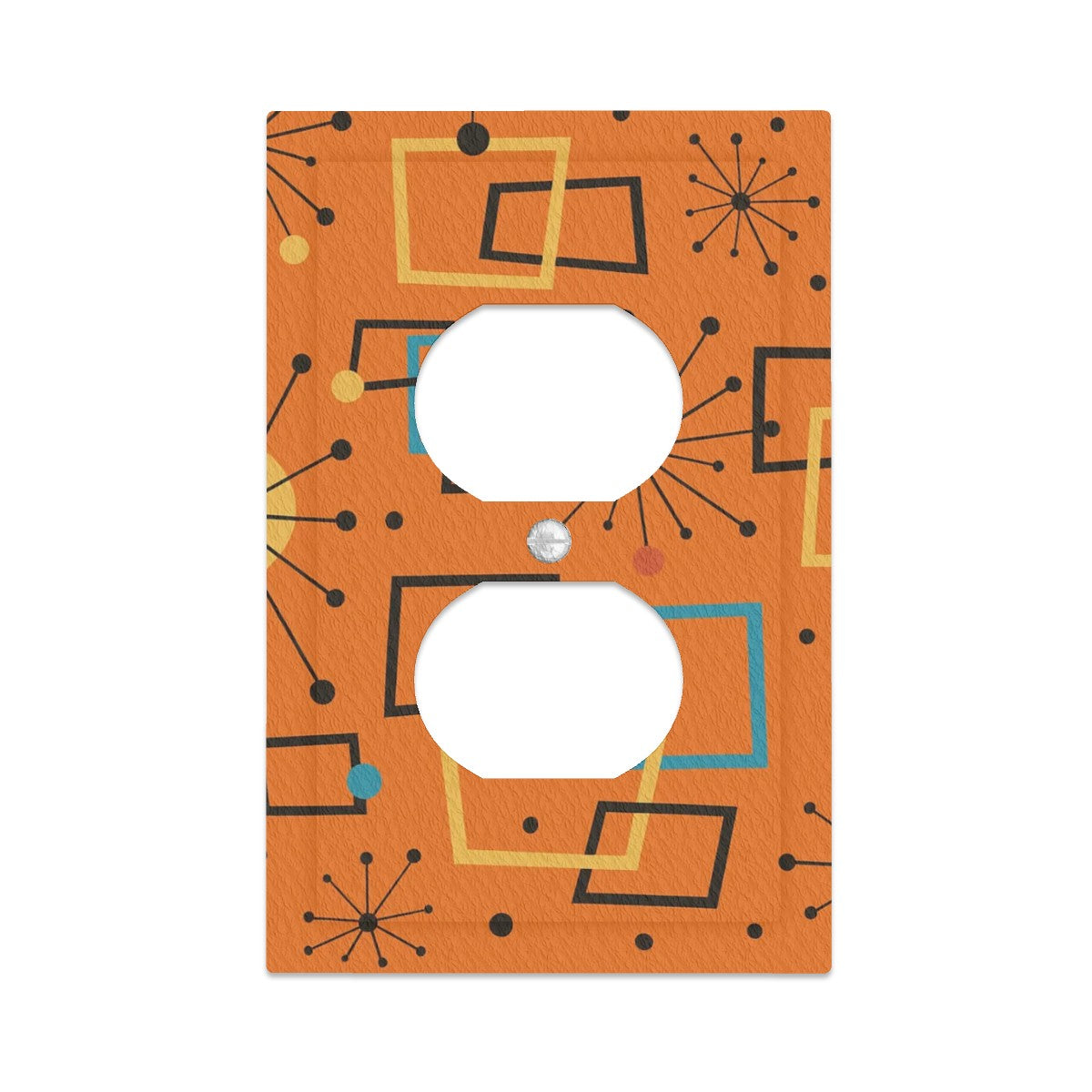 Atomic Starburst Switch Cover – 1-Gang Duplex Plate in Retro Orange