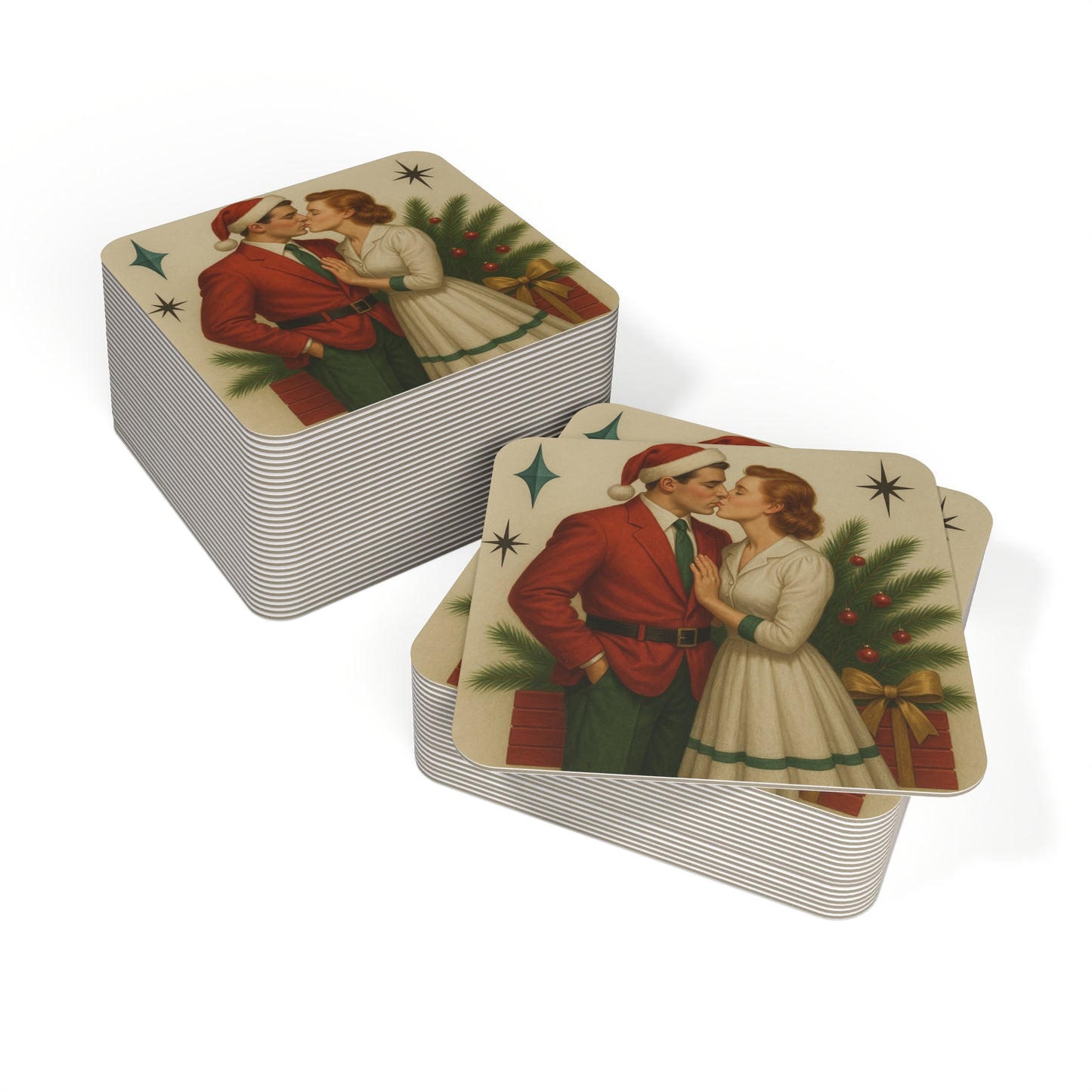 Vintage Holiday Romance Coaster Set (50-100 PCS)