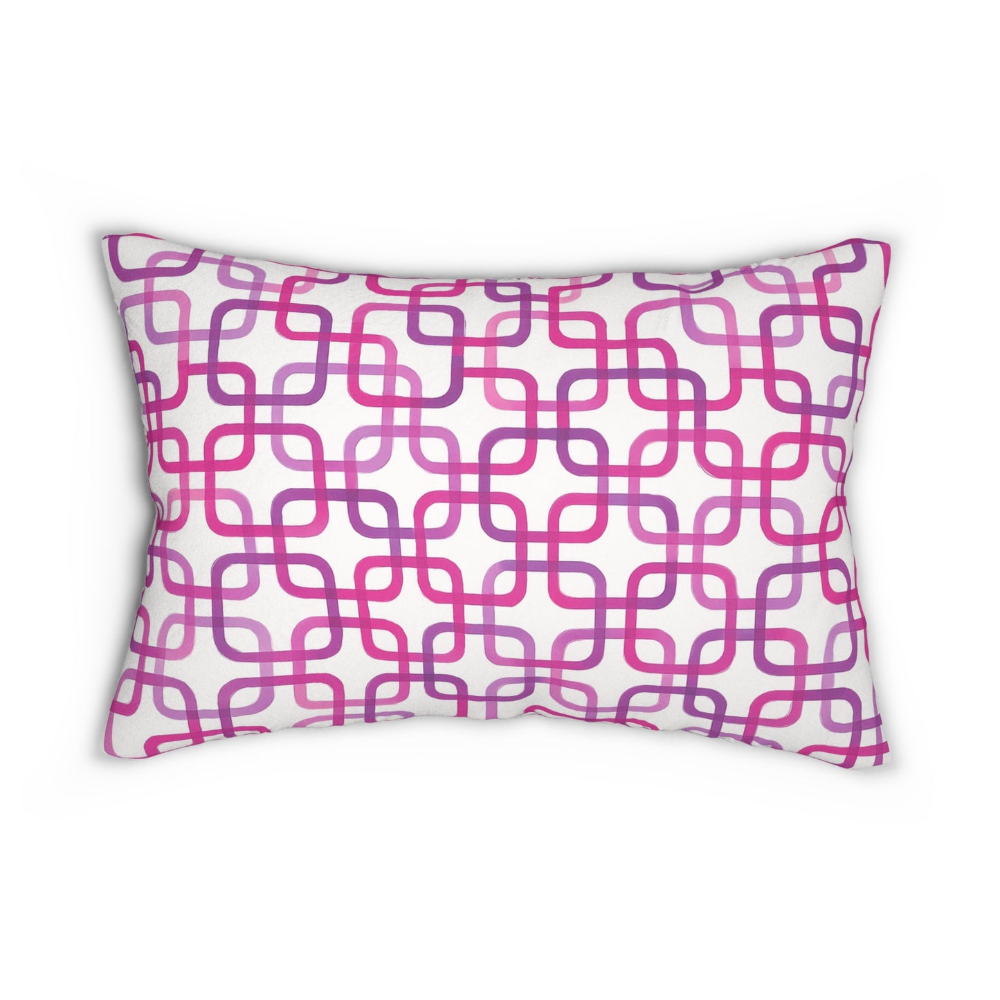Mid-Century Pink Geometric Lumbar Pillow – 20×14