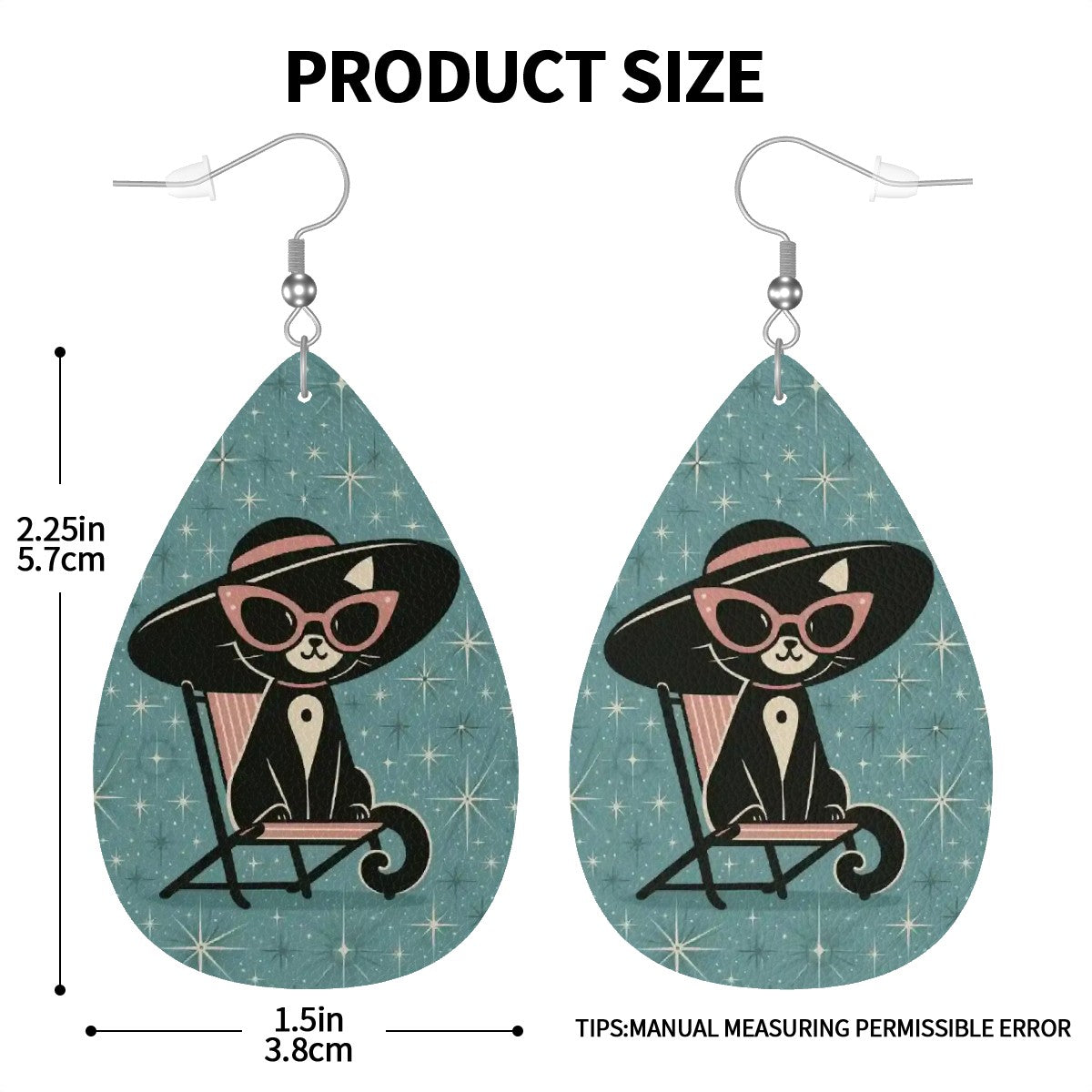 Cool Cat Teardrop Earrings – Retro Mid Century Modern Style