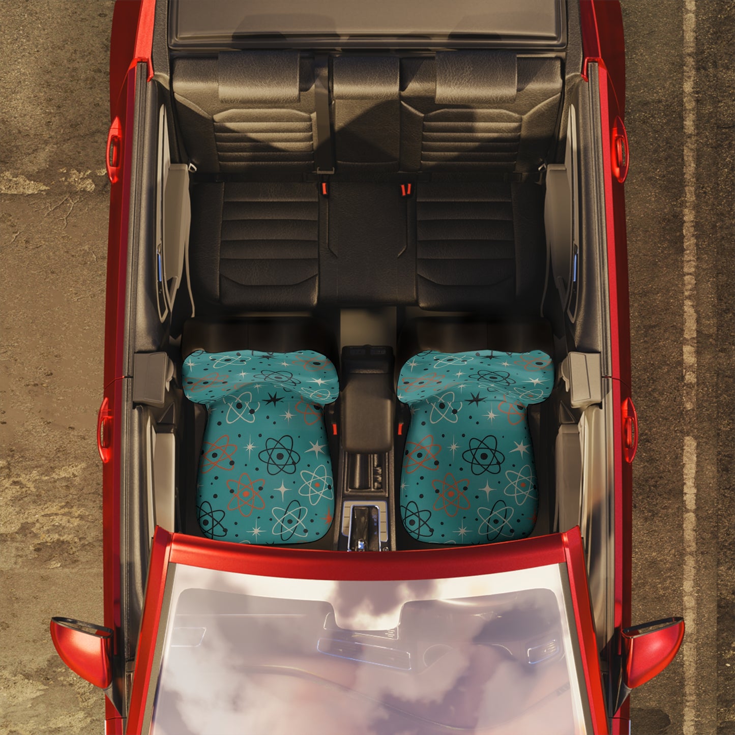 Atomic Starburst Car Seat Covers – Set of 2 | Turquoise Mid Century Modern Vibes