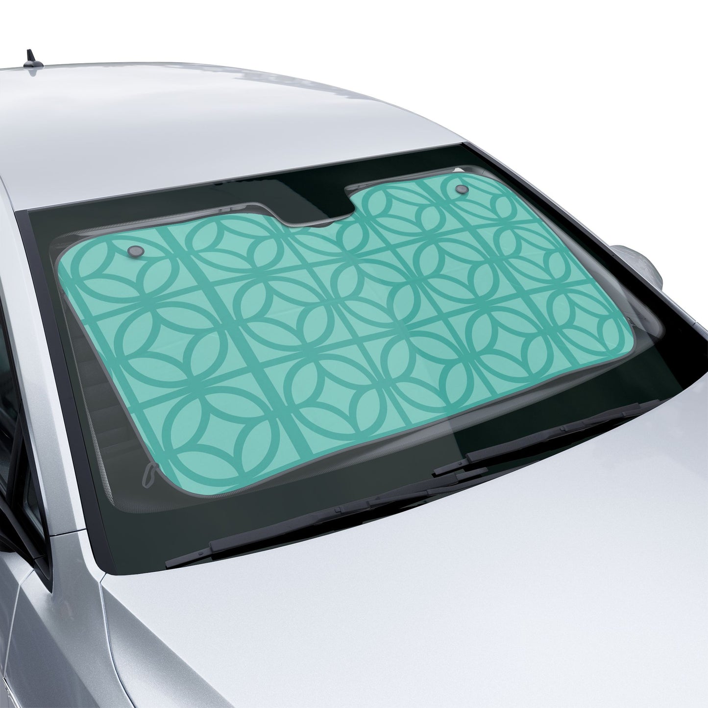 Retro Geometric Car Sun Shade – UV Protection with Mid-Century Flair (30" × 55")