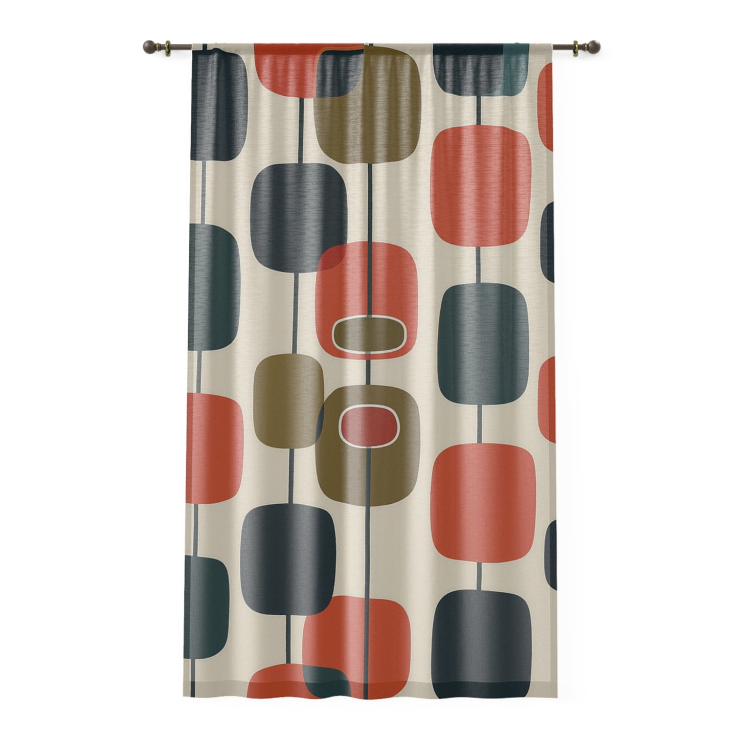 Retro Geometric Curtain Panel – Mid-Century Modern Style Window Treatment