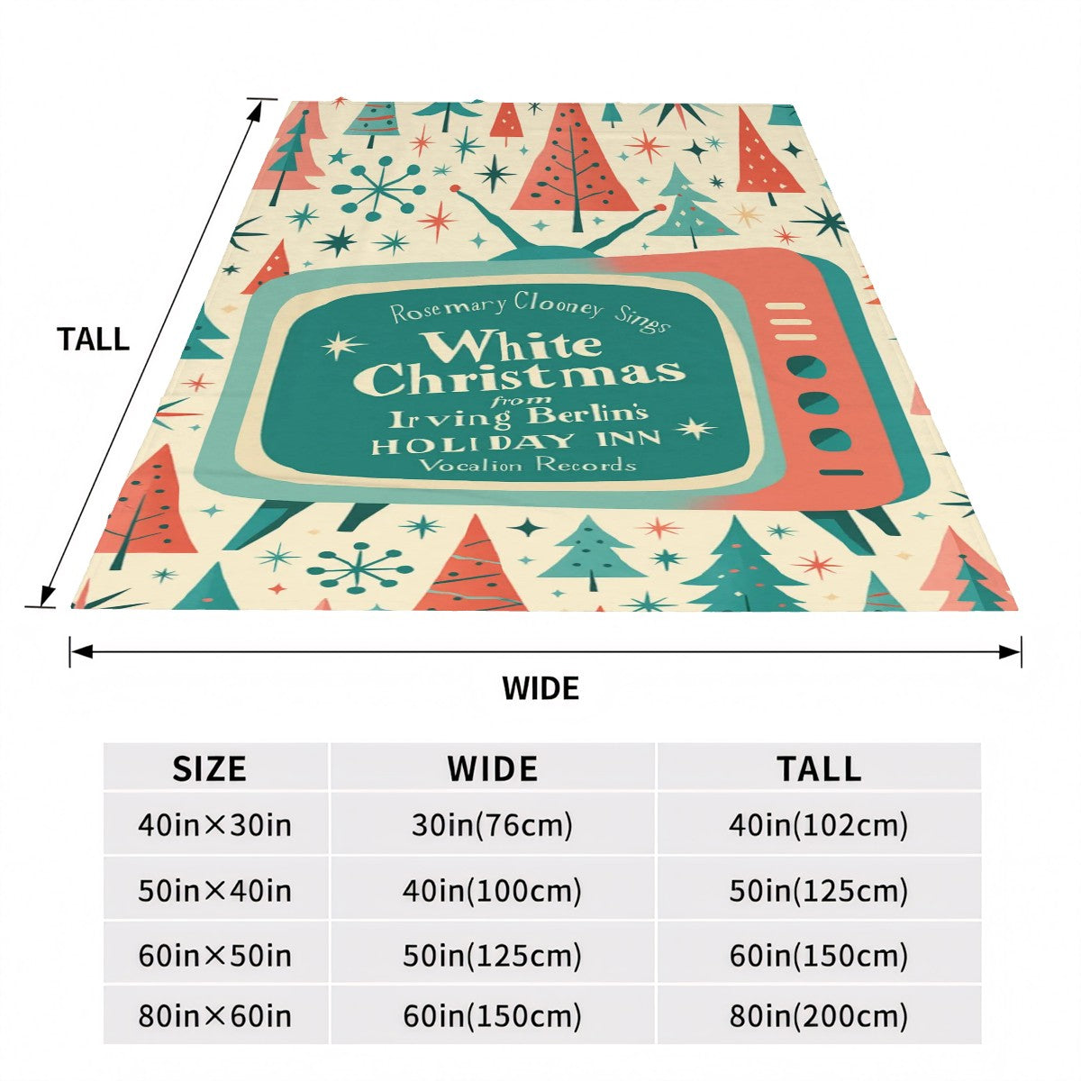 White Christmas Flannel Throw Blanket – Retro TV Holiday Edition