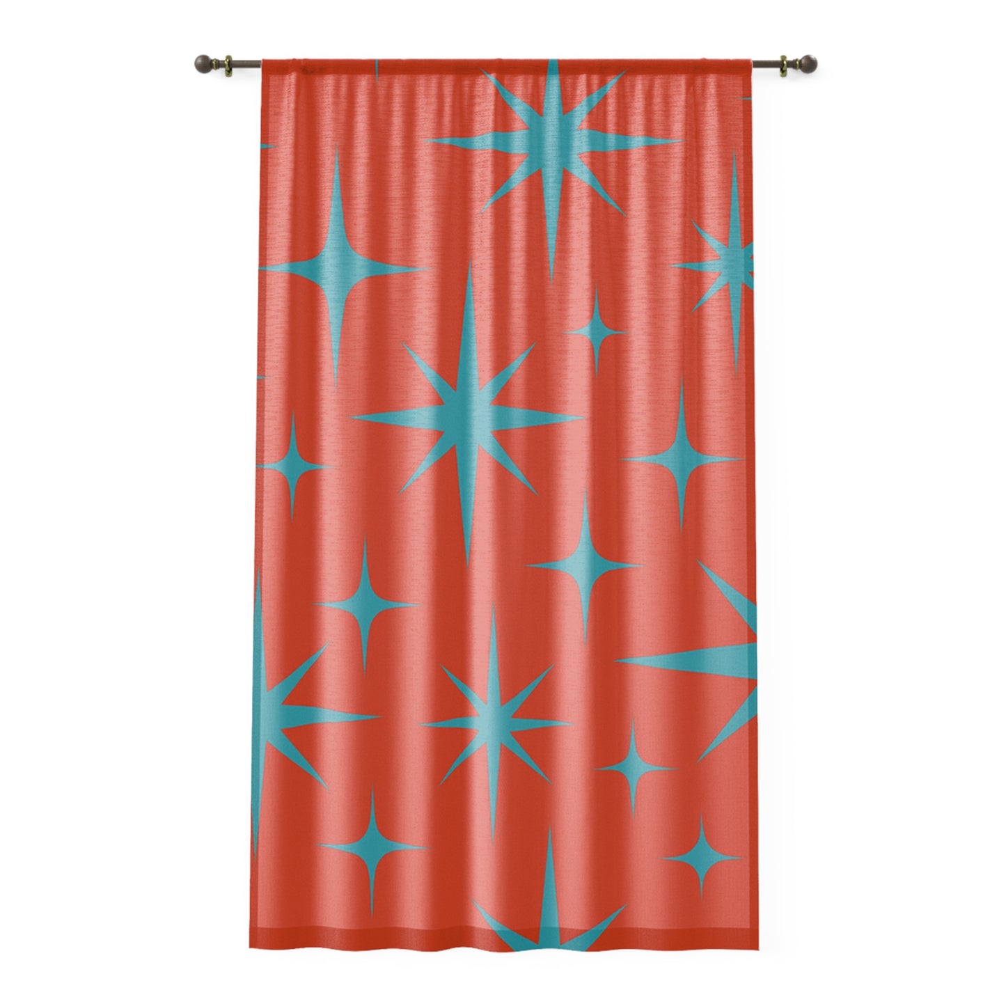 Atomic Starburst Curtain – Mid-Century Modern Panel in Retro Orange & Teal