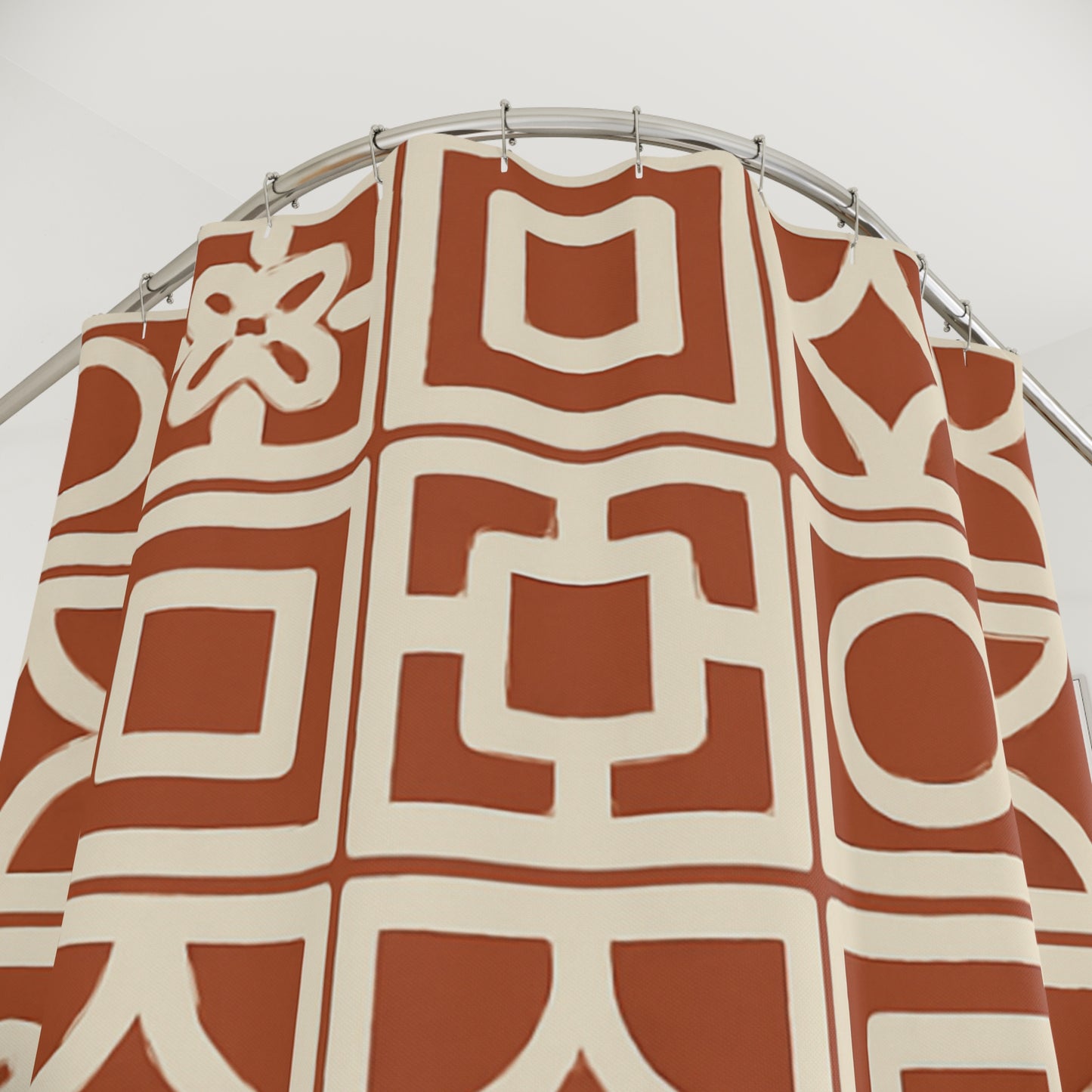 Retro Terra Tile Shower Curtain – Mid Century Modern Bathroom Decor