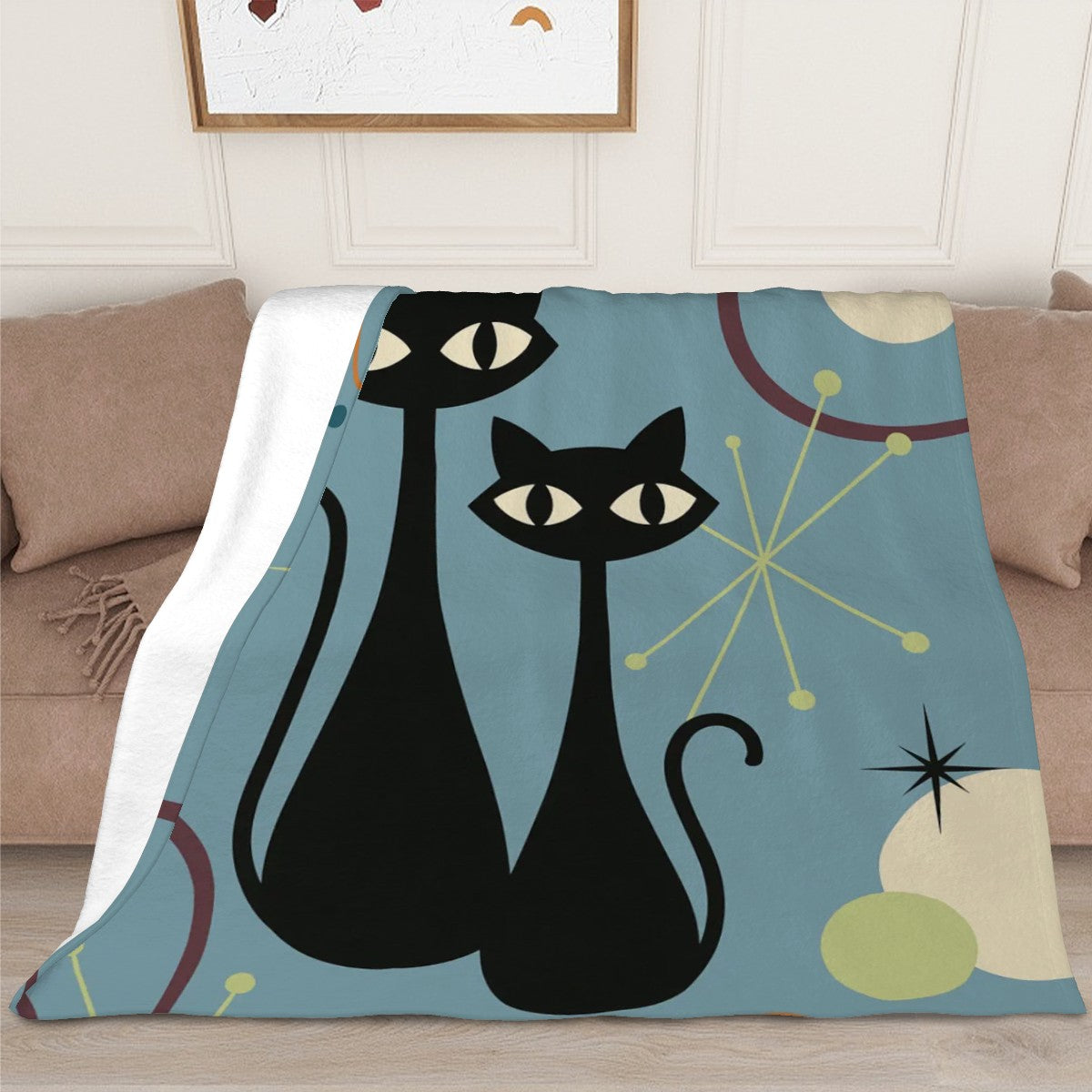 Atomic Cats 80"x70" Flannel Throw Blanket – Vertical