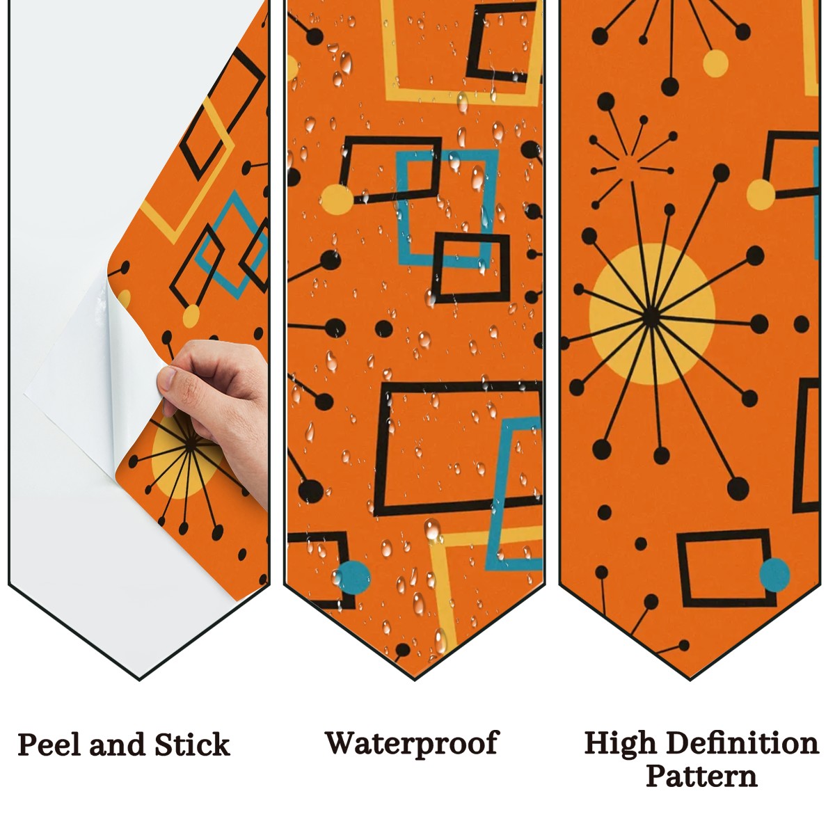 Atomic Tangerine Burst – Retro Peel & Stick Wallpaper