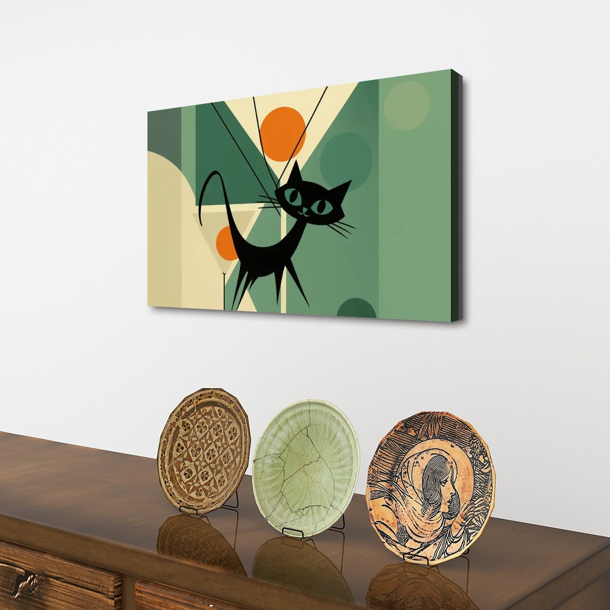 Atomic Sunset Cat Canvas Print – Made in USA