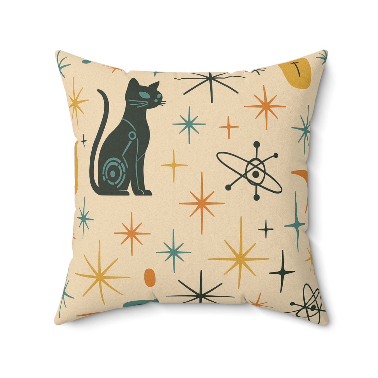Mid-Century Atomic Cat Pillow