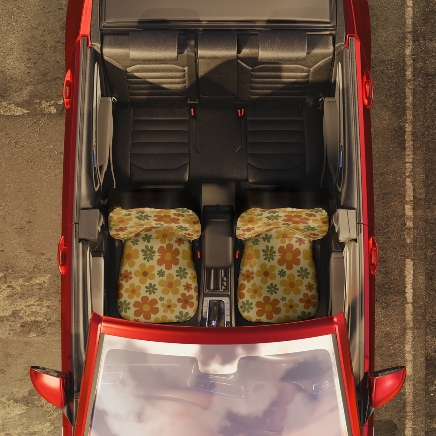 Vintage Floral Car Seat Covers – Set of 2 | 70s Mod Mid-Century Style