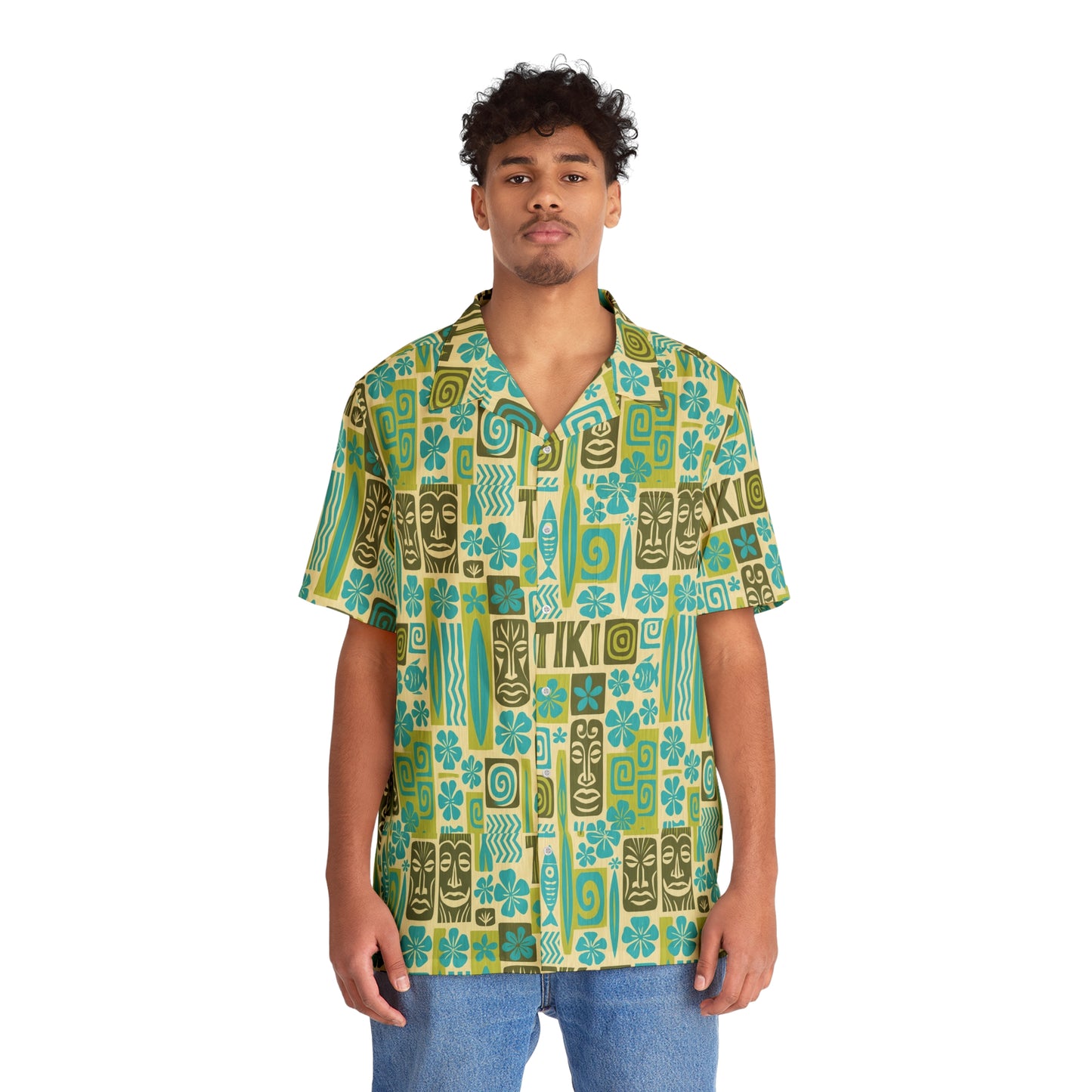 Tropical Vibe Men's Hawaiian Shirt - Fun Tiki Print for Summer Events