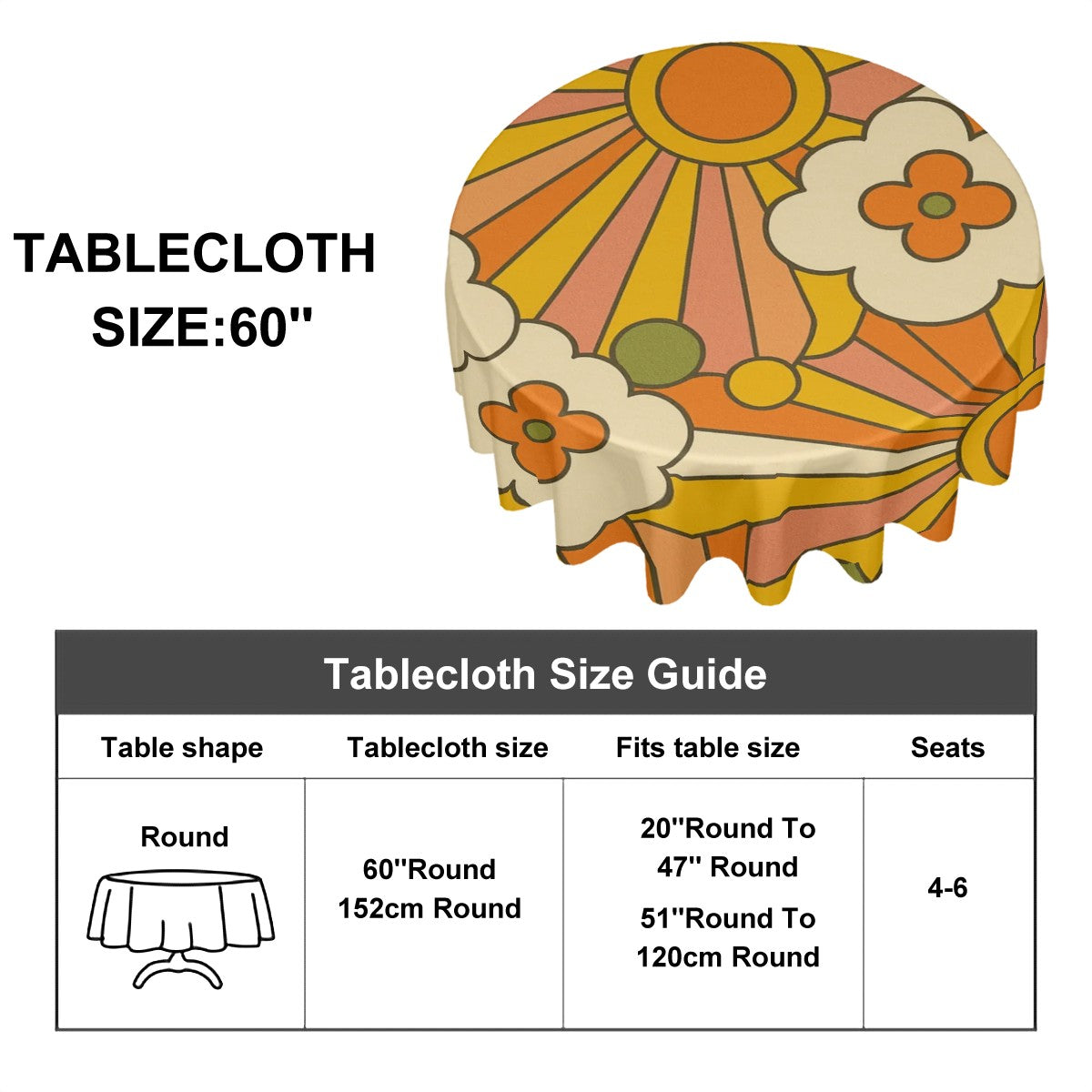 Groovy Bloom Sunburst Tablecloth