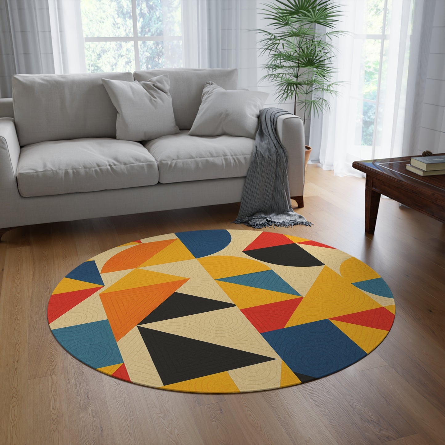 Bauhaus Geometry Round Rug – 60"