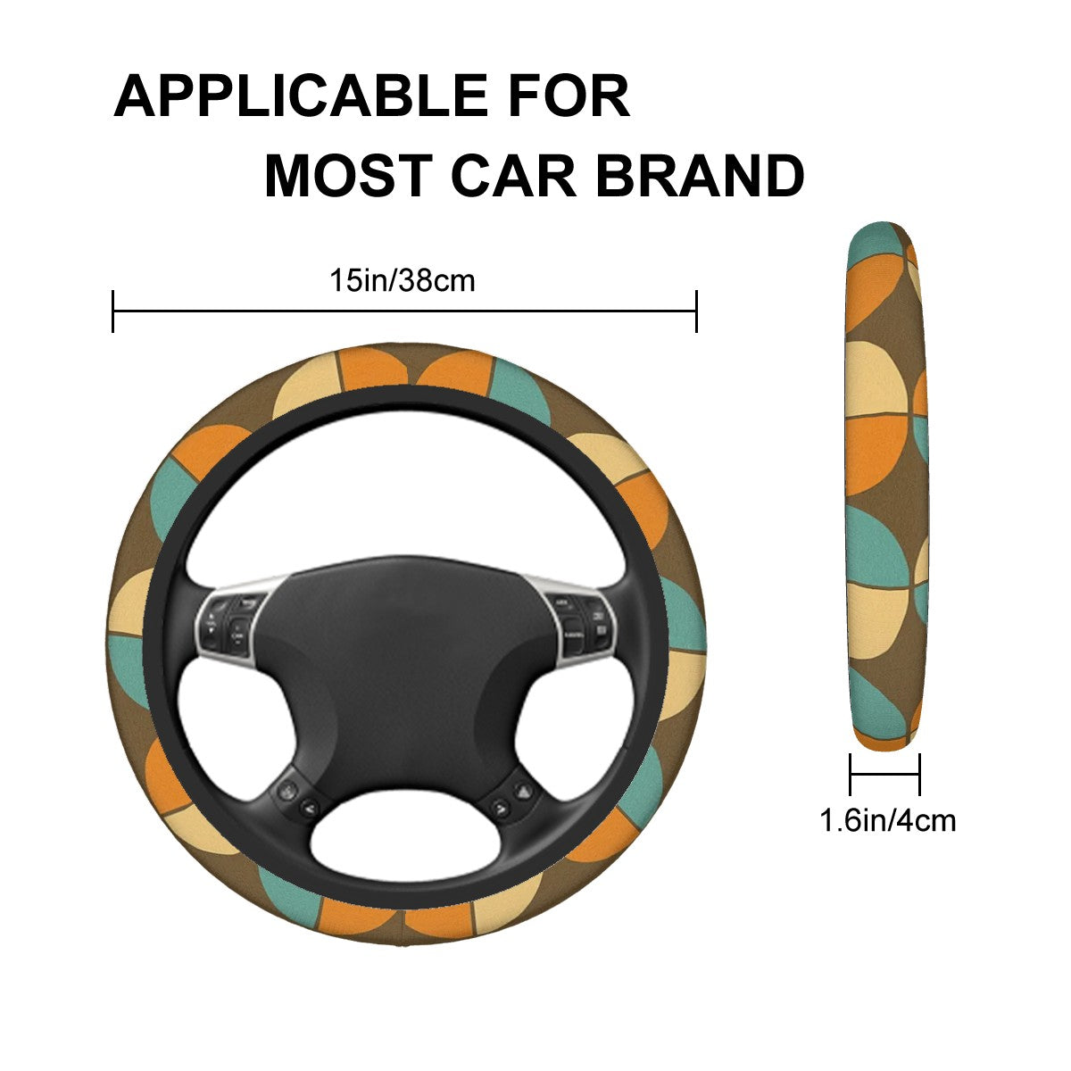 Retro Geo Waves Steering Wheel Cover