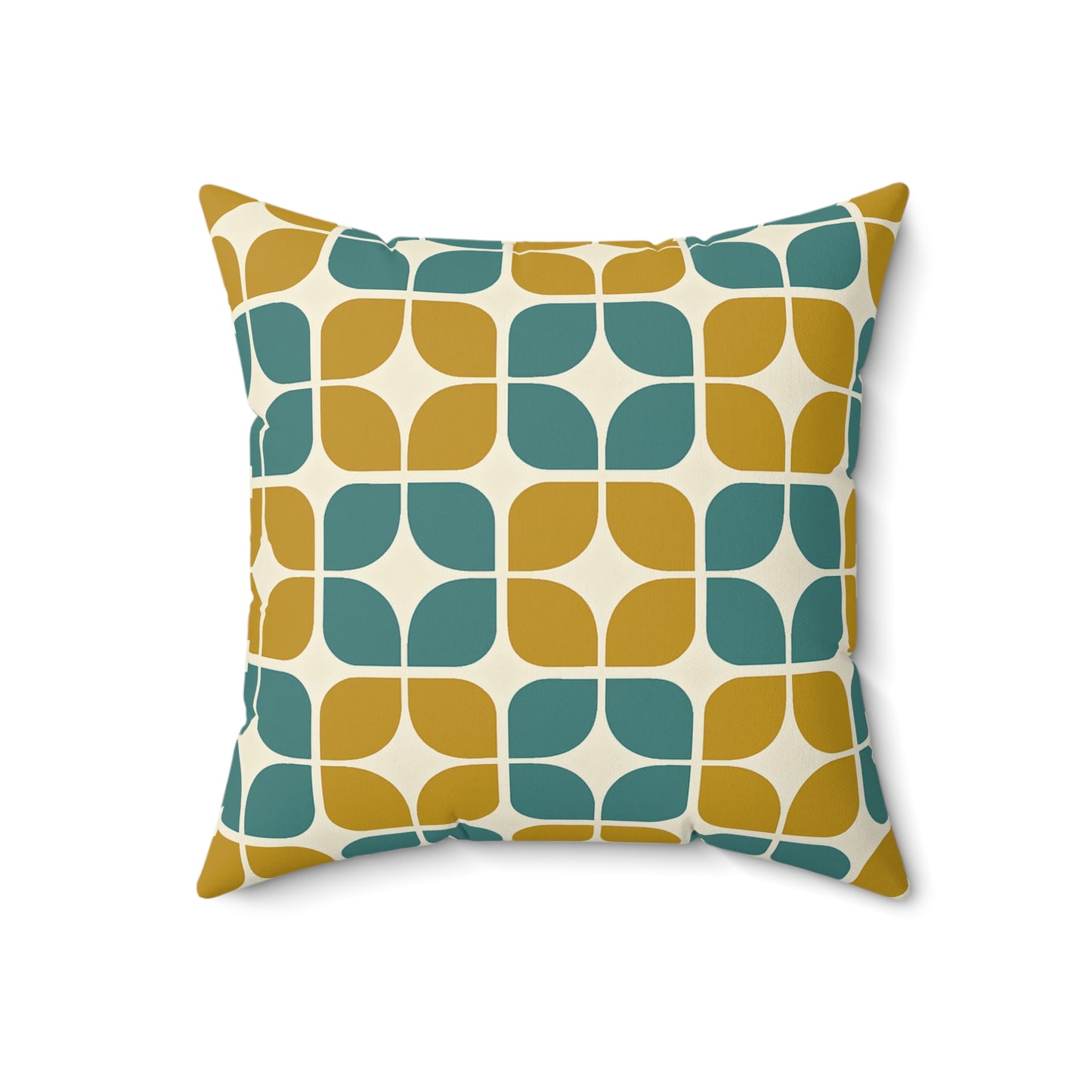 Teak‑Turquoise Breeze‑Block Pillow