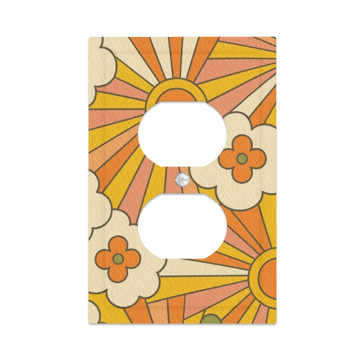 Groovy Sunshine Floral Switch Cover – 1-Gang Duplex Plate in 70s Retro Style
