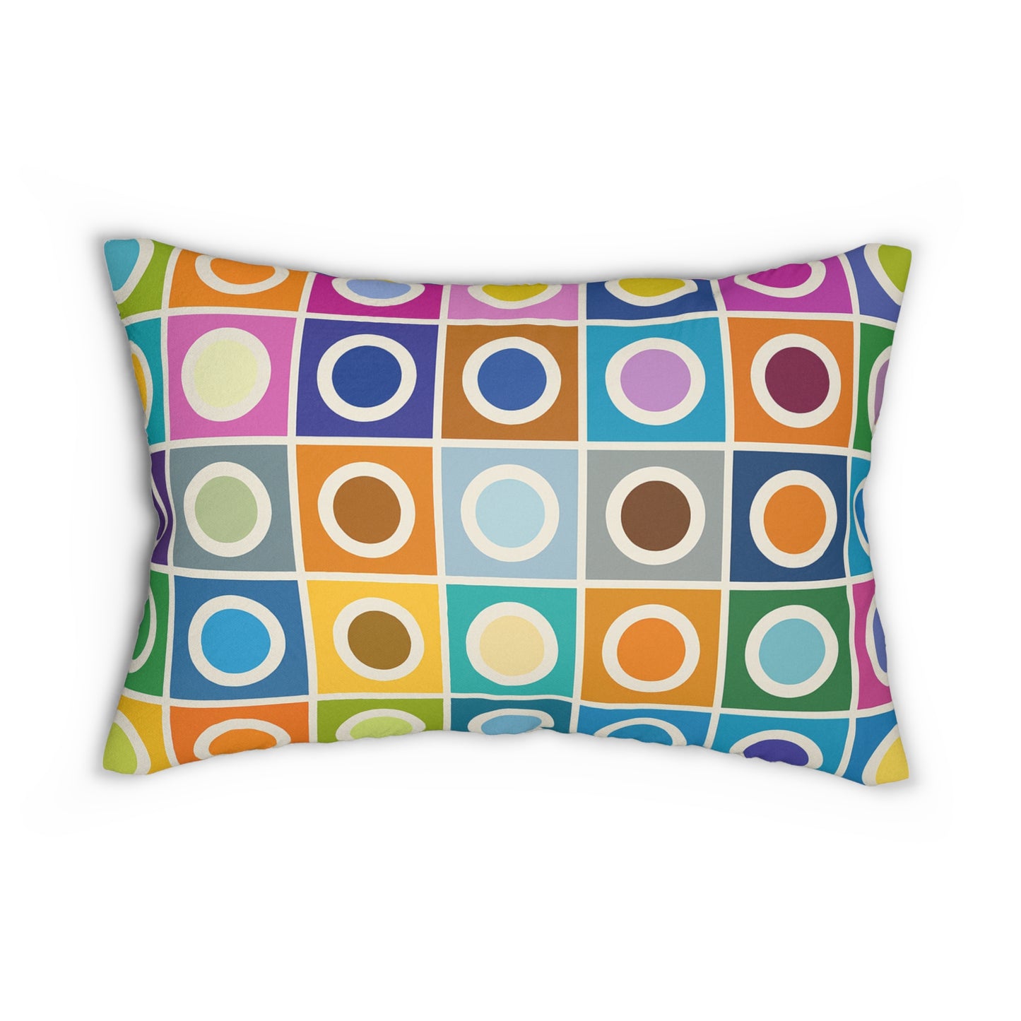 Colorful Geometric Lumbar Pillow - Vibrant Home Decor Cushion