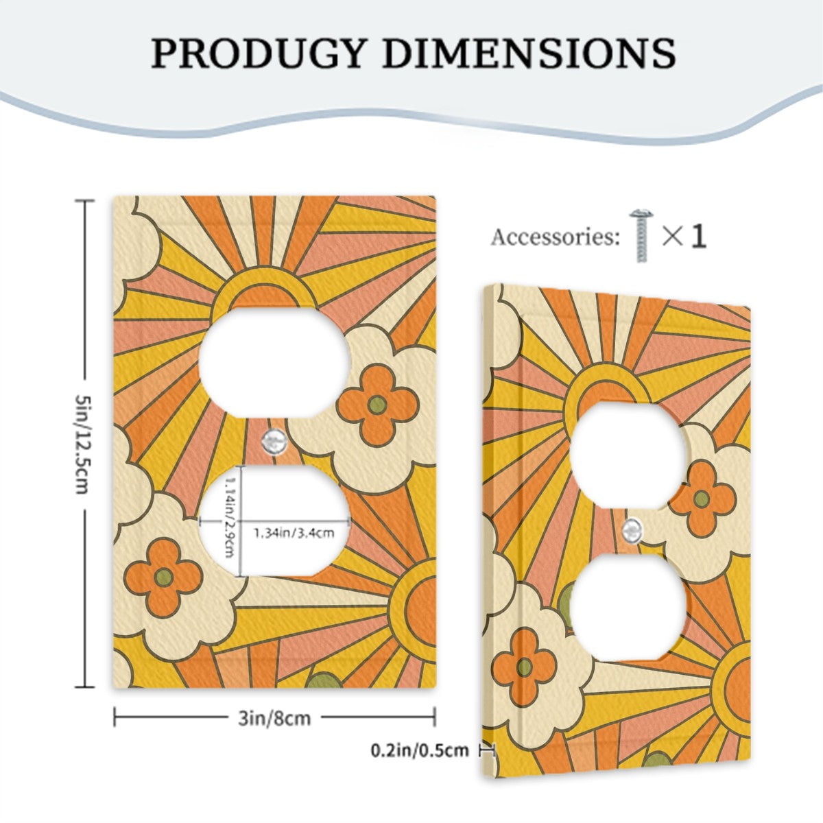 Groovy Sunshine Floral Switch Cover – 1-Gang Duplex Plate in 70s Retro Style