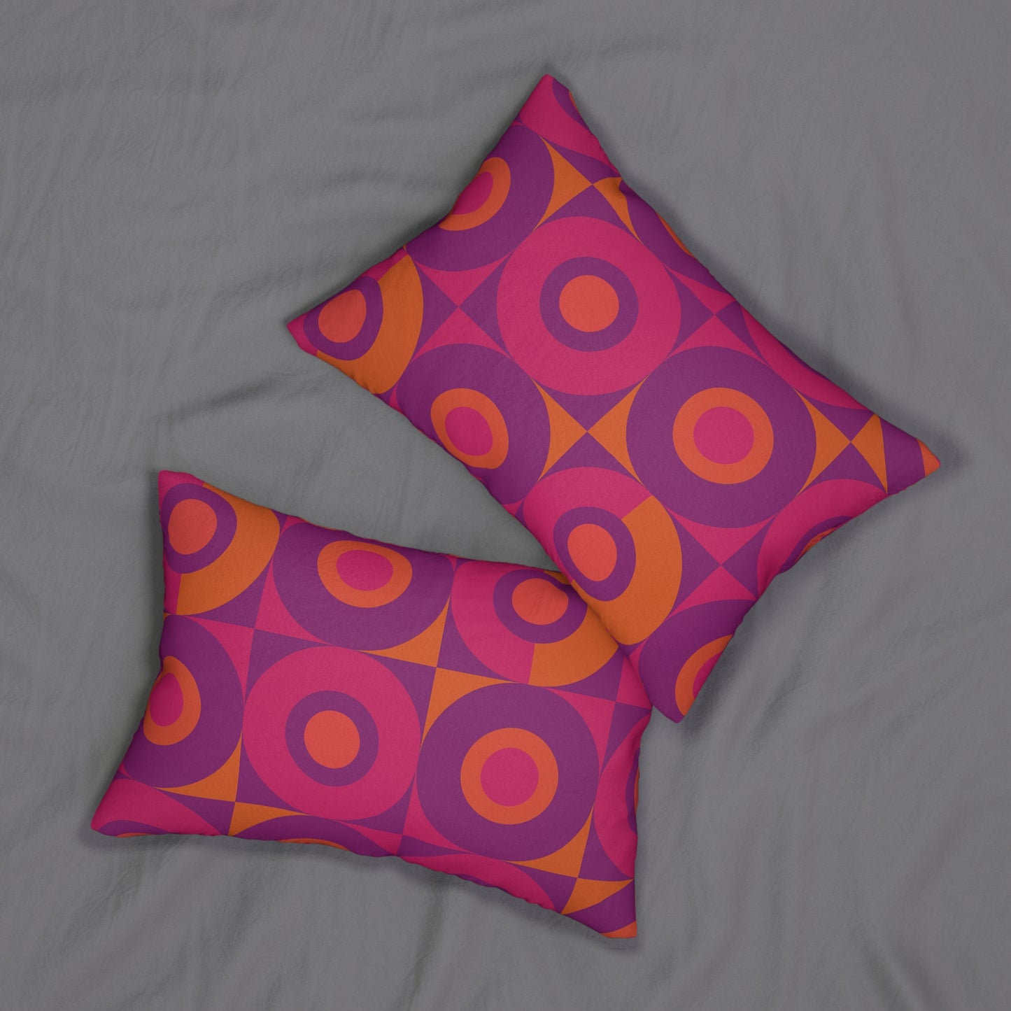 Retro Bullseye Lumbar Pillow – Magenta & Orange MCM Print (20×14)