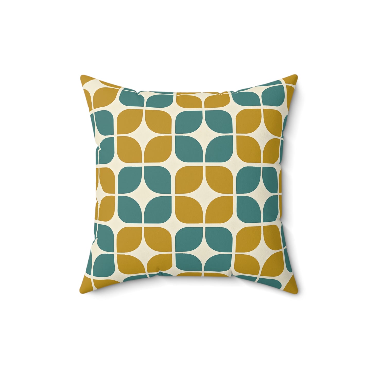 Teak‑Turquoise Breeze‑Block Pillow