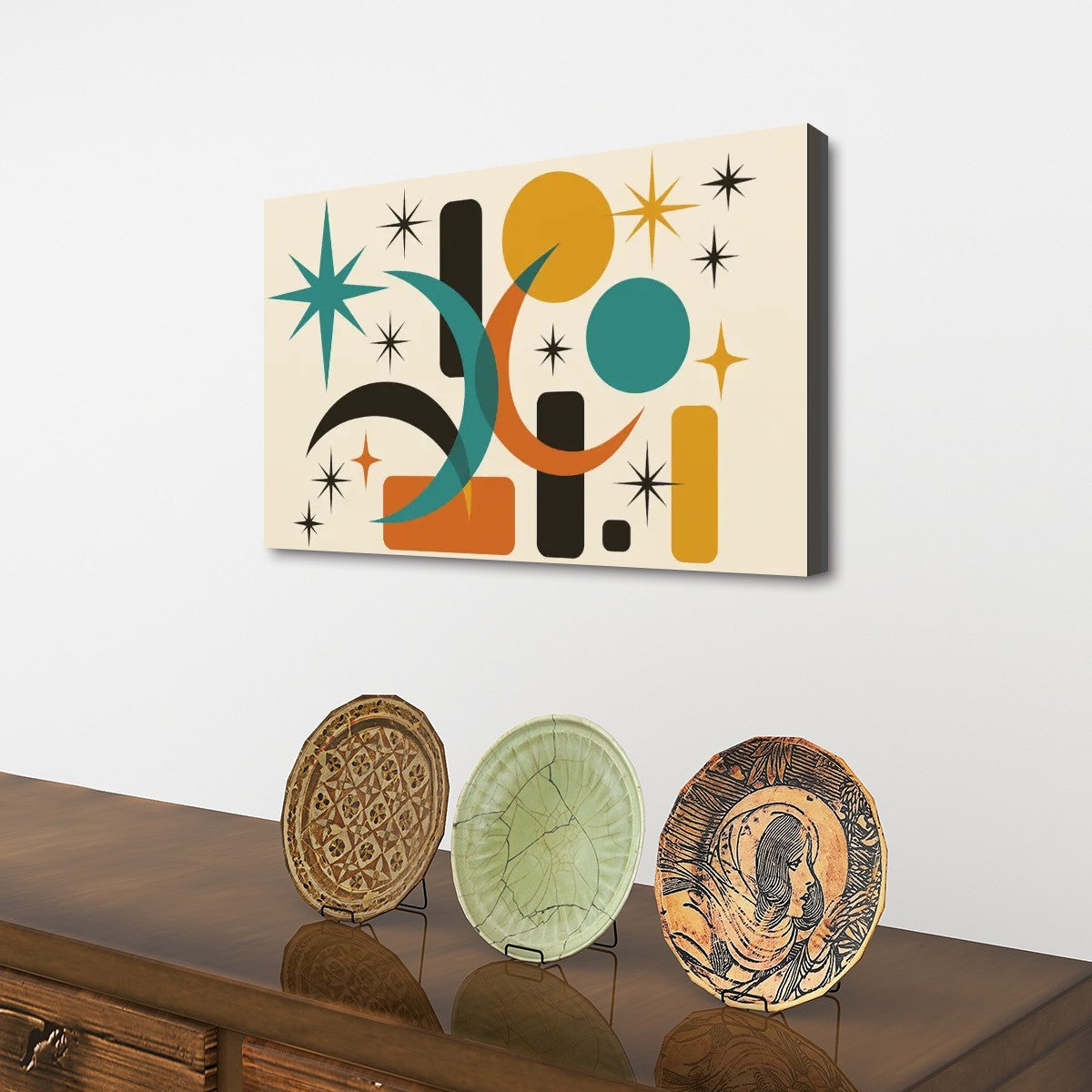 Atomic Orbit Canvas Wall Art – Mid-Century Modern Made Easy (32"x20")