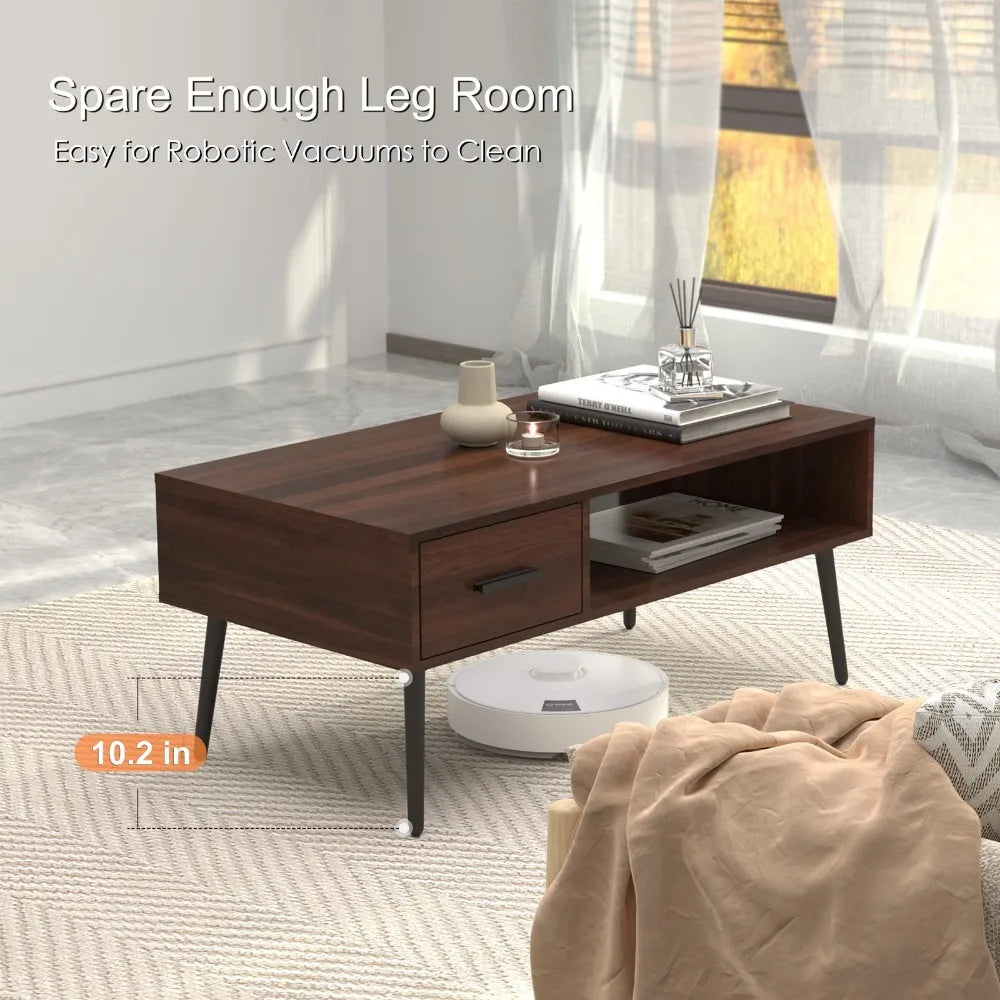 Mid Century Modern Coffee Table – Center Table with Storage